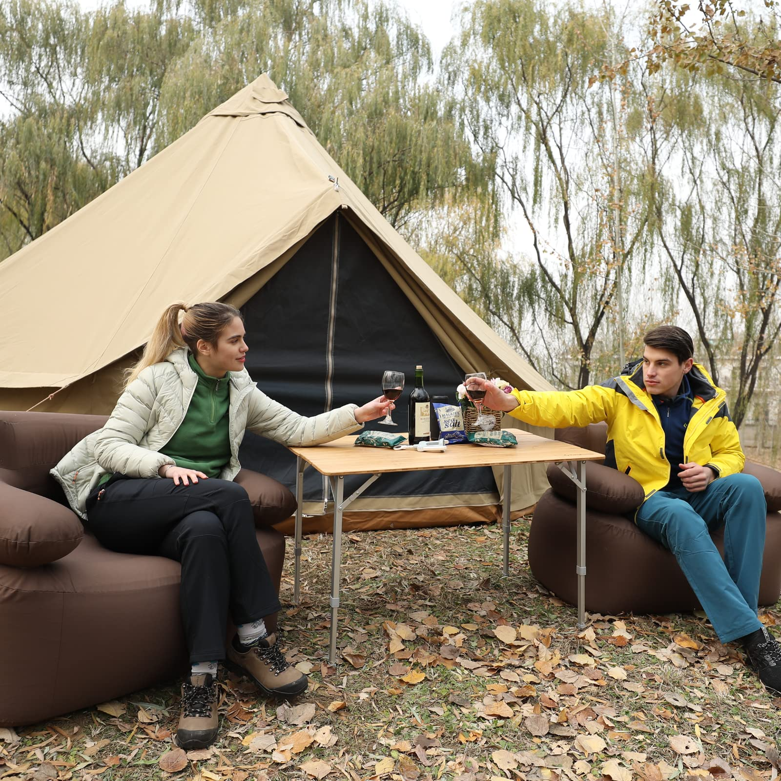 KingCamp BAMBOO 9595 アウトドアテーブル ナチュラル Amazon.com: KingCamp Bamboo Folding Table, 4-Fold Camping
