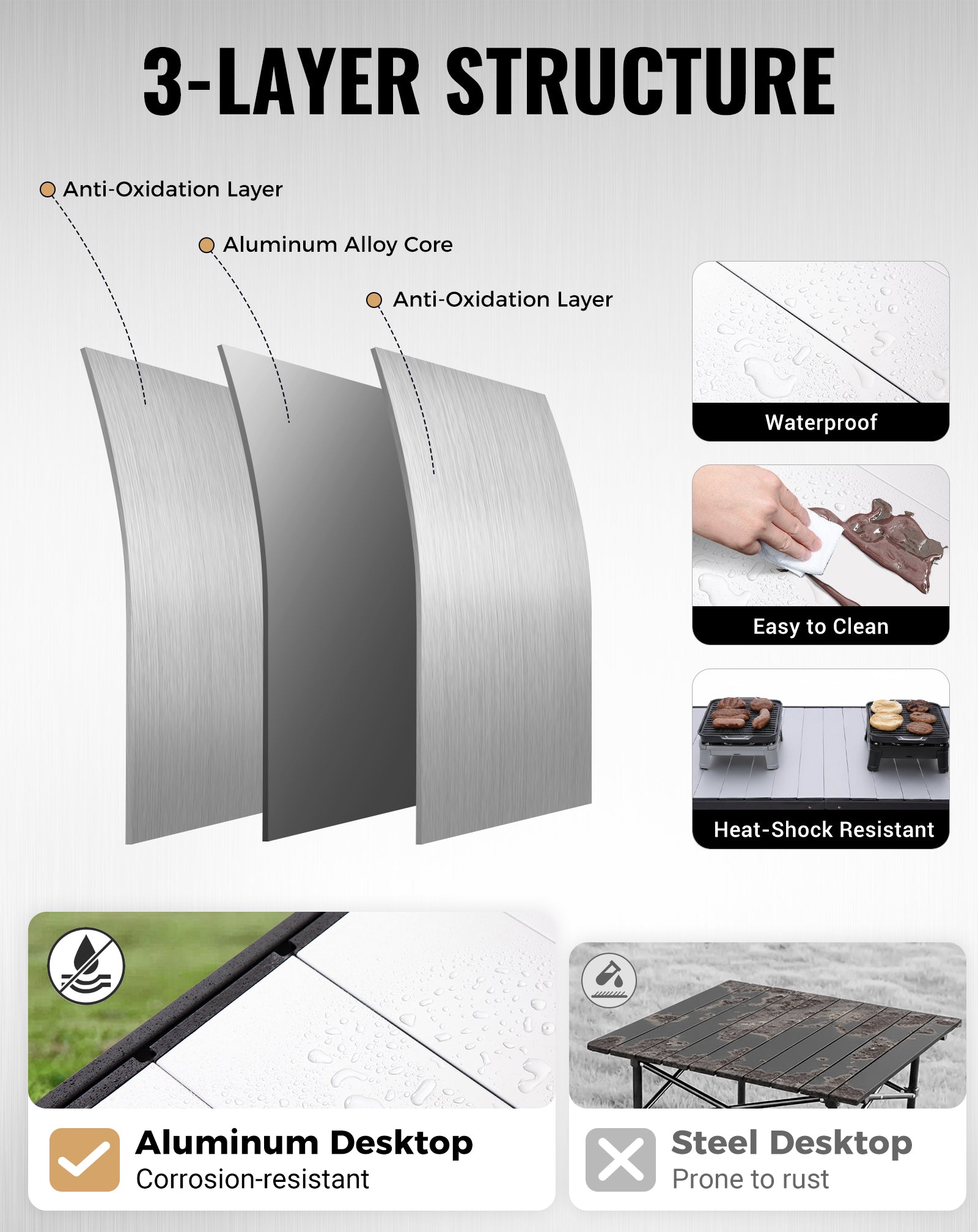 KingCamp GRANITE Adjustable Aluminum Table with Carrying Bag