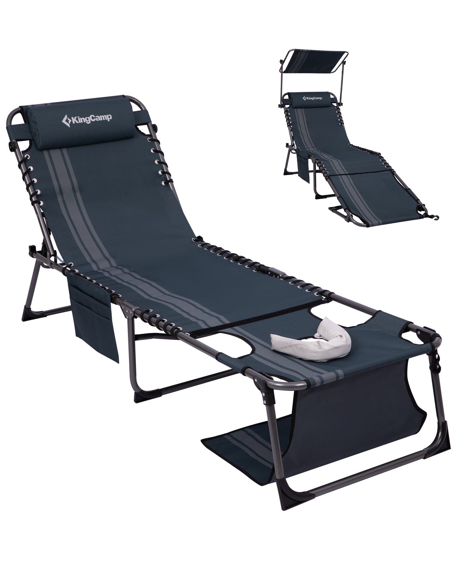 KingCamp MAGNOLIA B30 Backpack Chaise Lounge with Adjustable Canopy and Face Hole