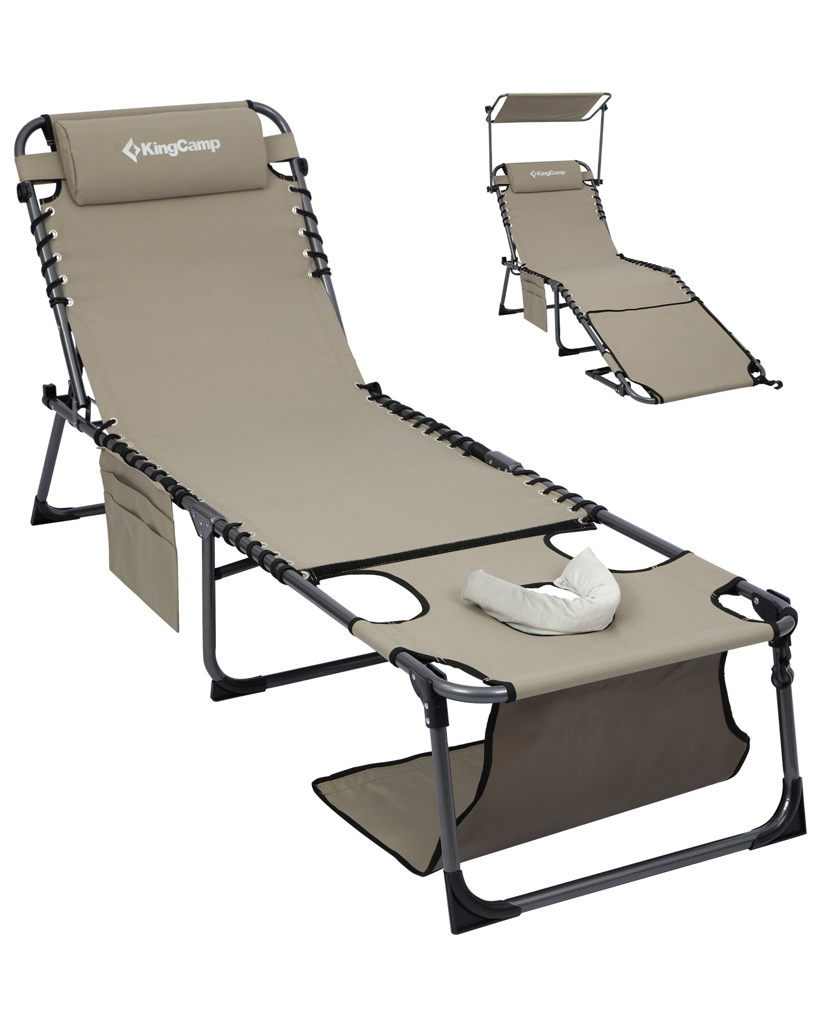 KingCamp MAGNOLIA B30 Backpack Chaise Lounge with Adjustable Canopy and Face Hole