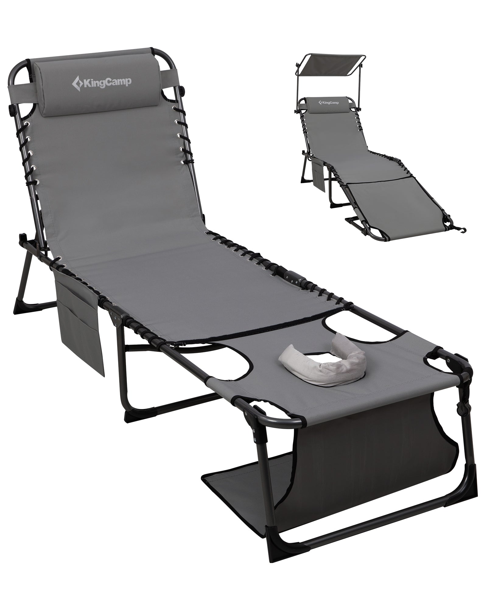 KingCamp MAGNOLIA B30 Backpack Chaise Lounge with Adjustable Canopy and Face Hole