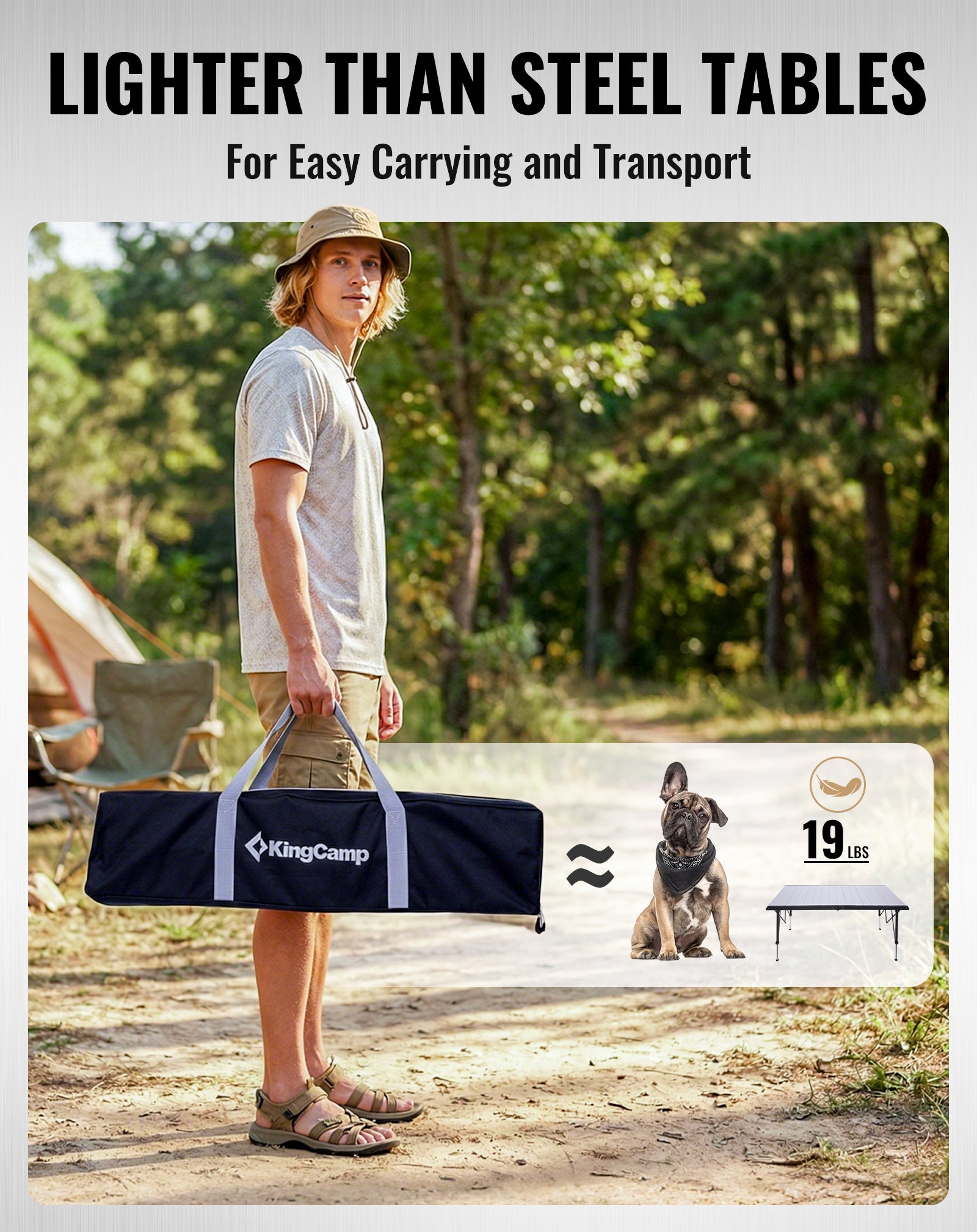 KingCamp GRANITE Adjustable Aluminum Table with Carrying Bag