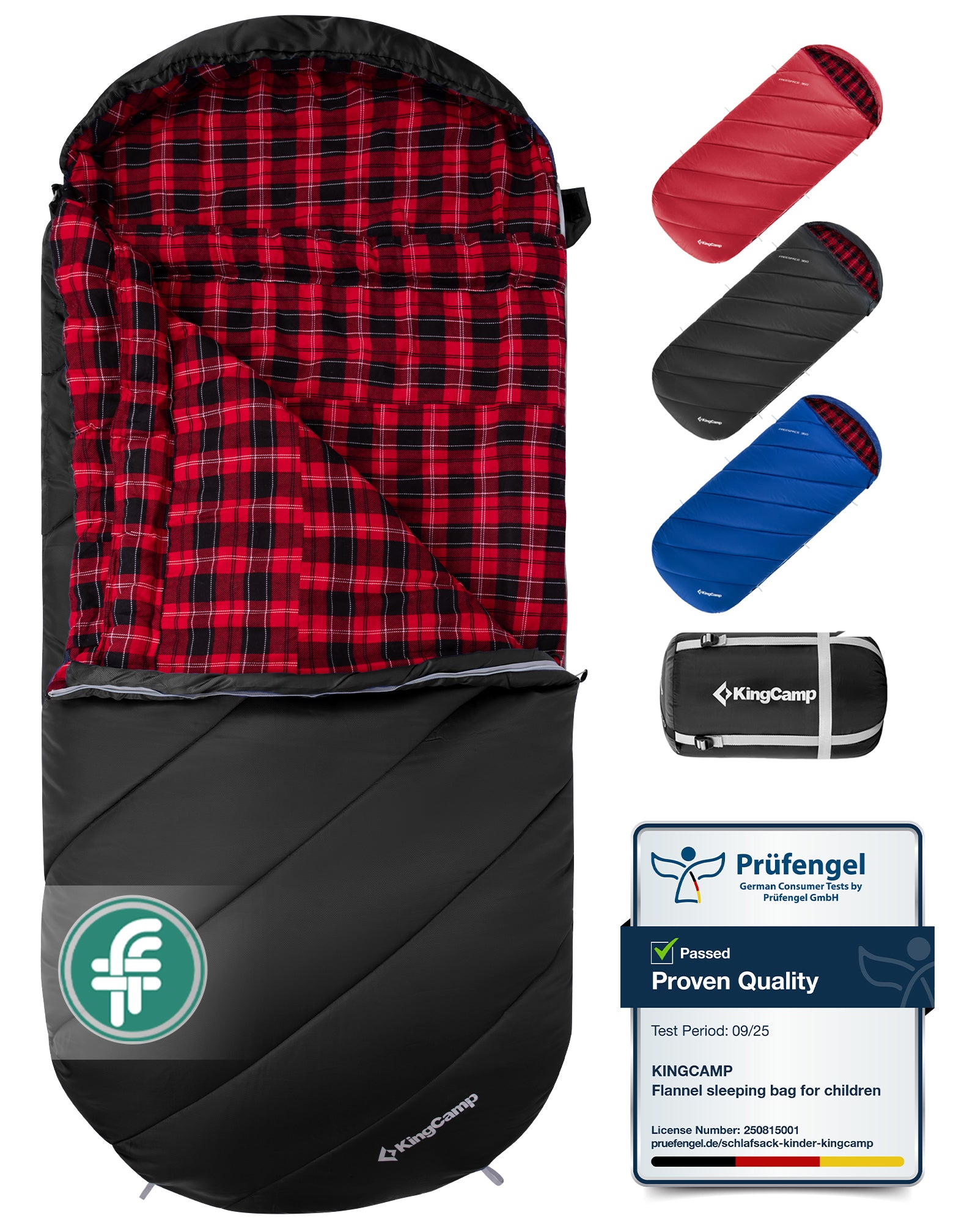 KingCamp 350g Filling Plus Size 3-4 Season Black Sleeping Bag