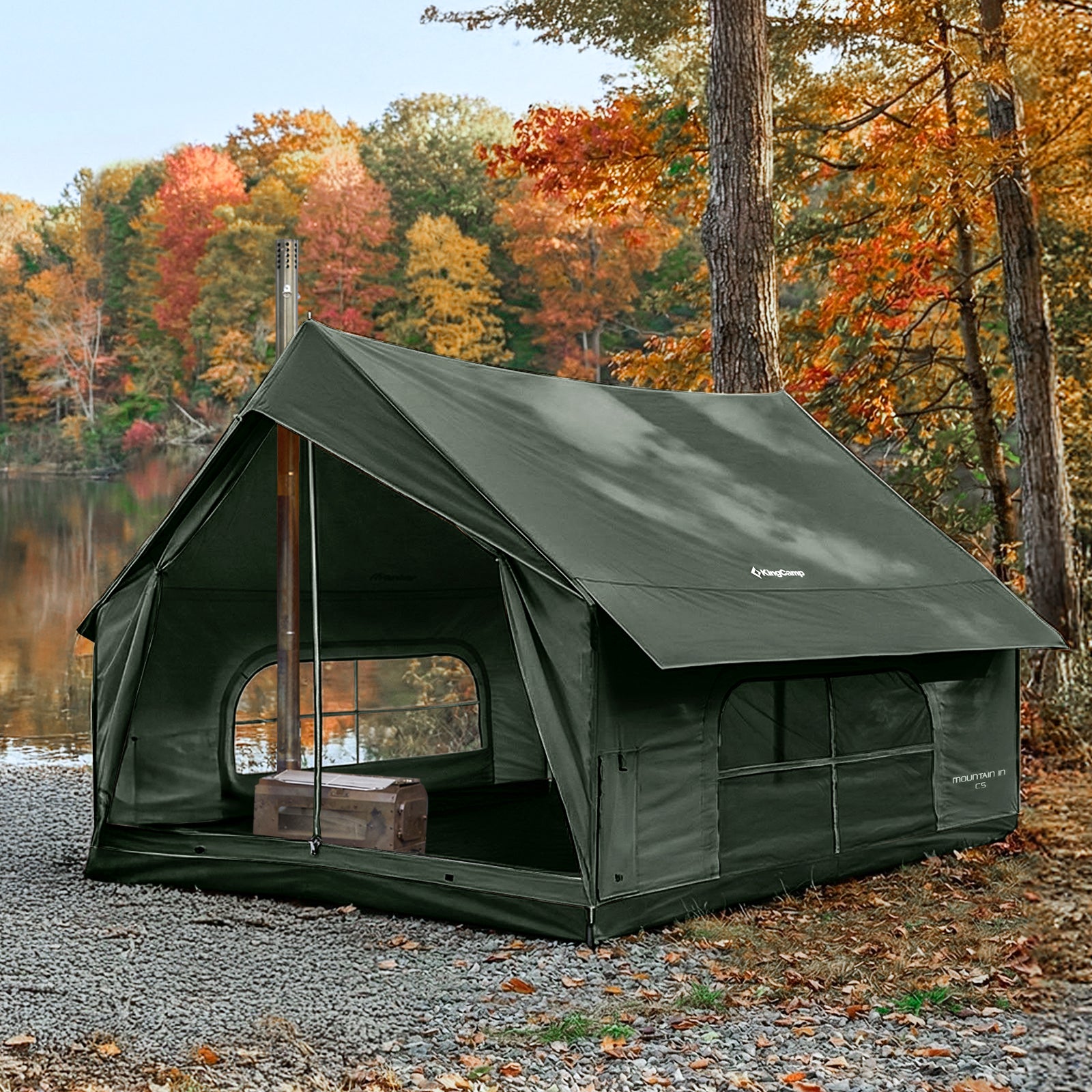 KingCamp 4-Season Cabin Tent with Stove (Size S) Bundle