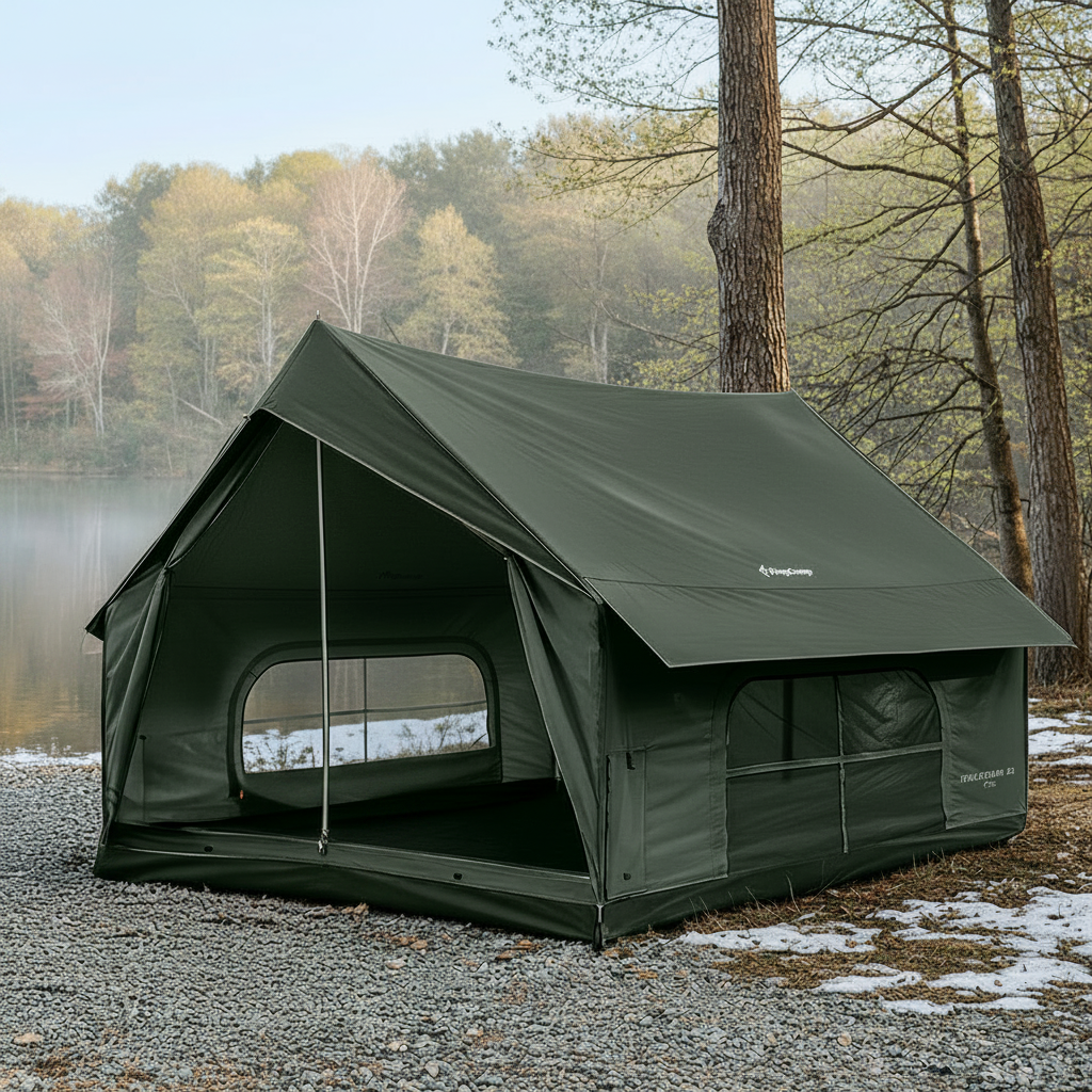 KingCamp 4-Season Cabin Tent with Stove (Size S) Bundle