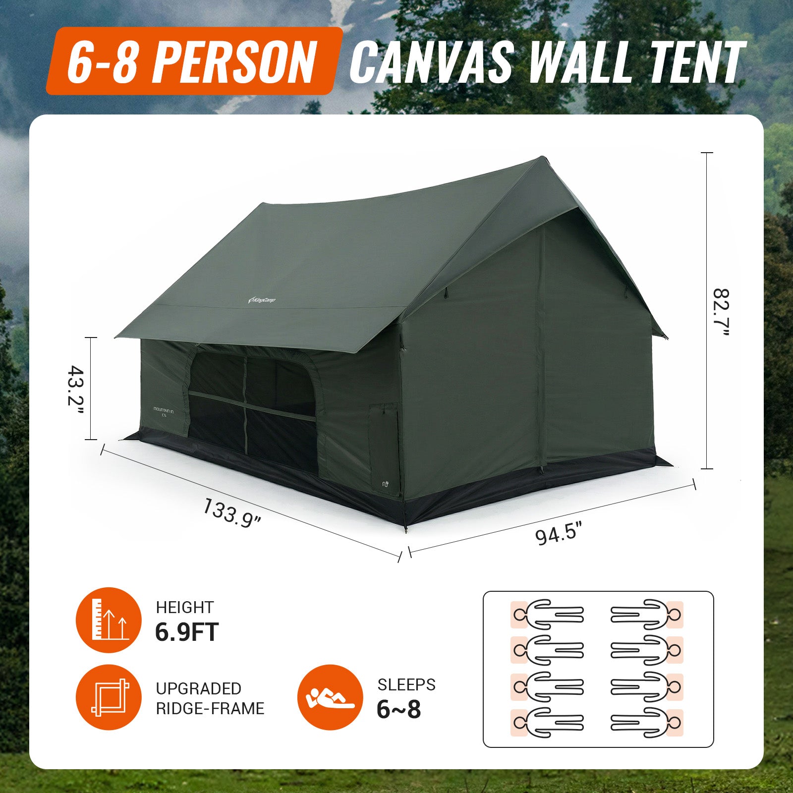 KingCamp MOUNTAIN IN C5 Cabin Tent with Stove Jack