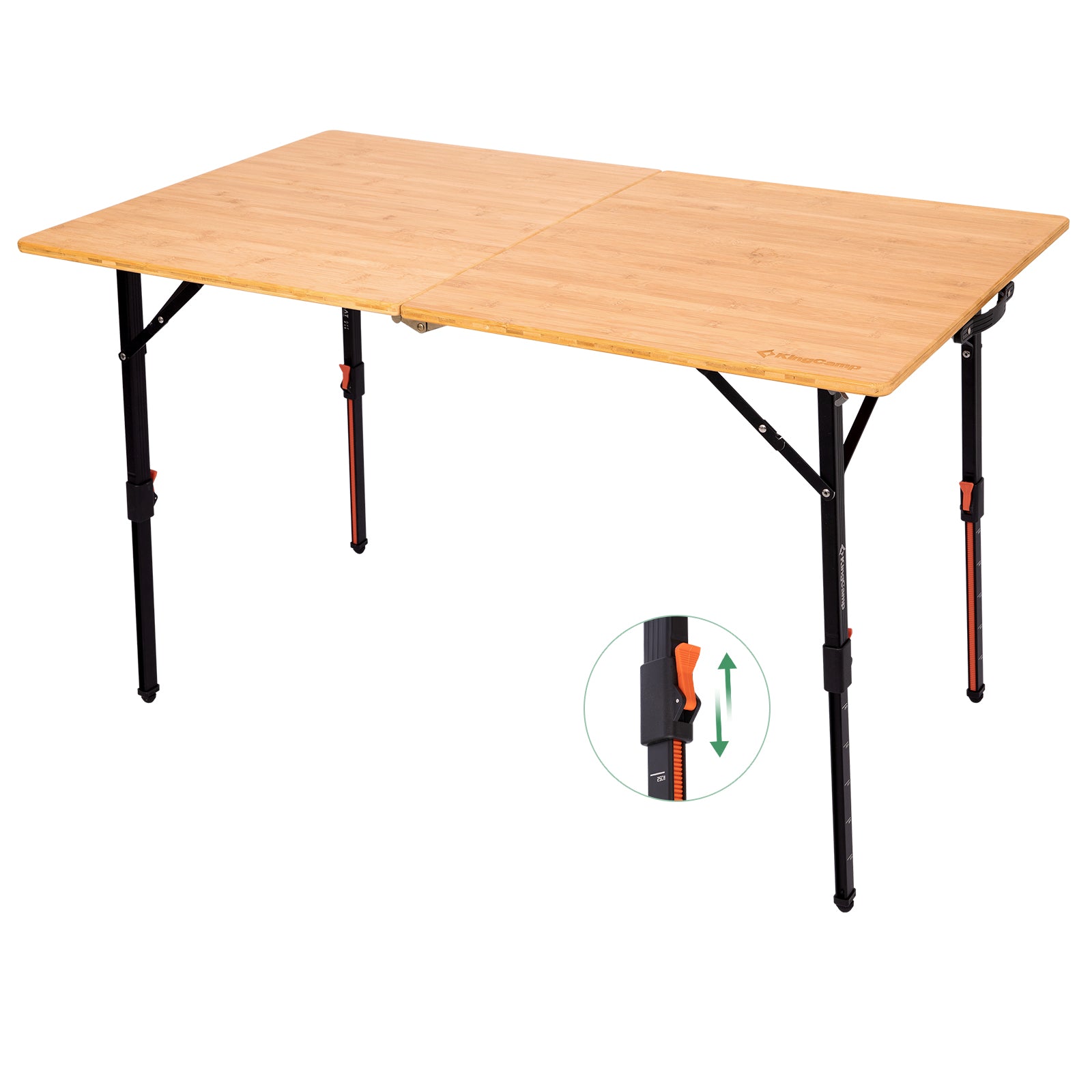KingCamp BamAura 12070 Bamboo Folding Table 47x27 | Adjustable