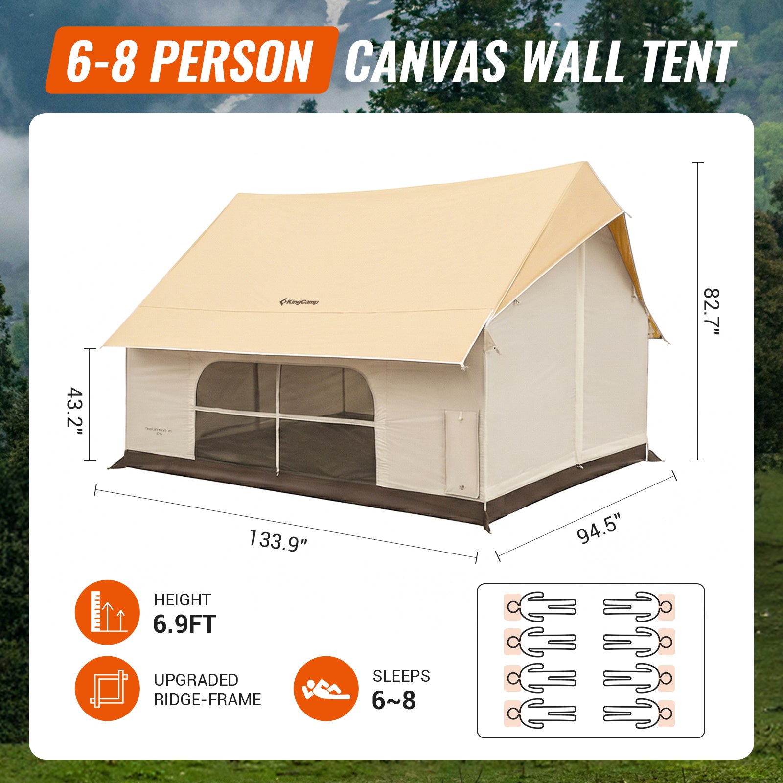 KingCamp MOUNTAIN IN C5 Cabin Tent with Stove Jack
