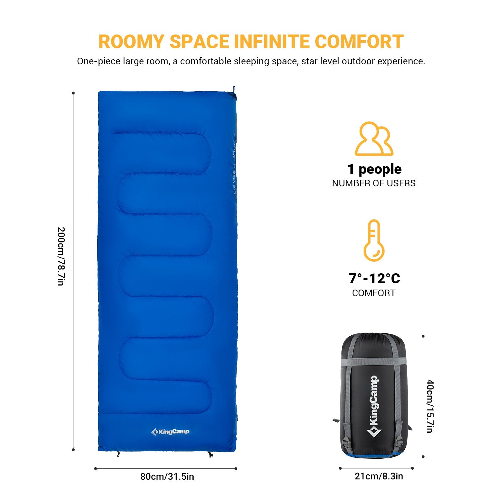 KingCamp OXYGEN 300L Envelope Sleeping Bag