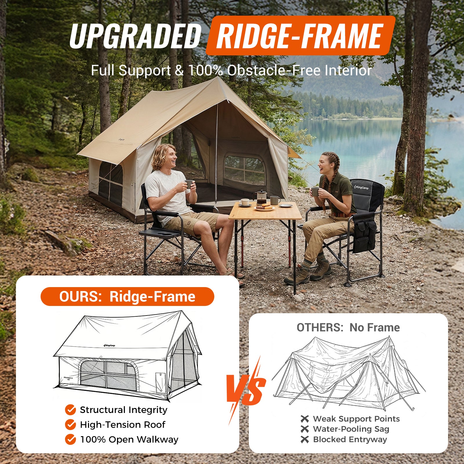 KingCamp MOUNTAIN IN C5 Cabin Tent with Stove Jack