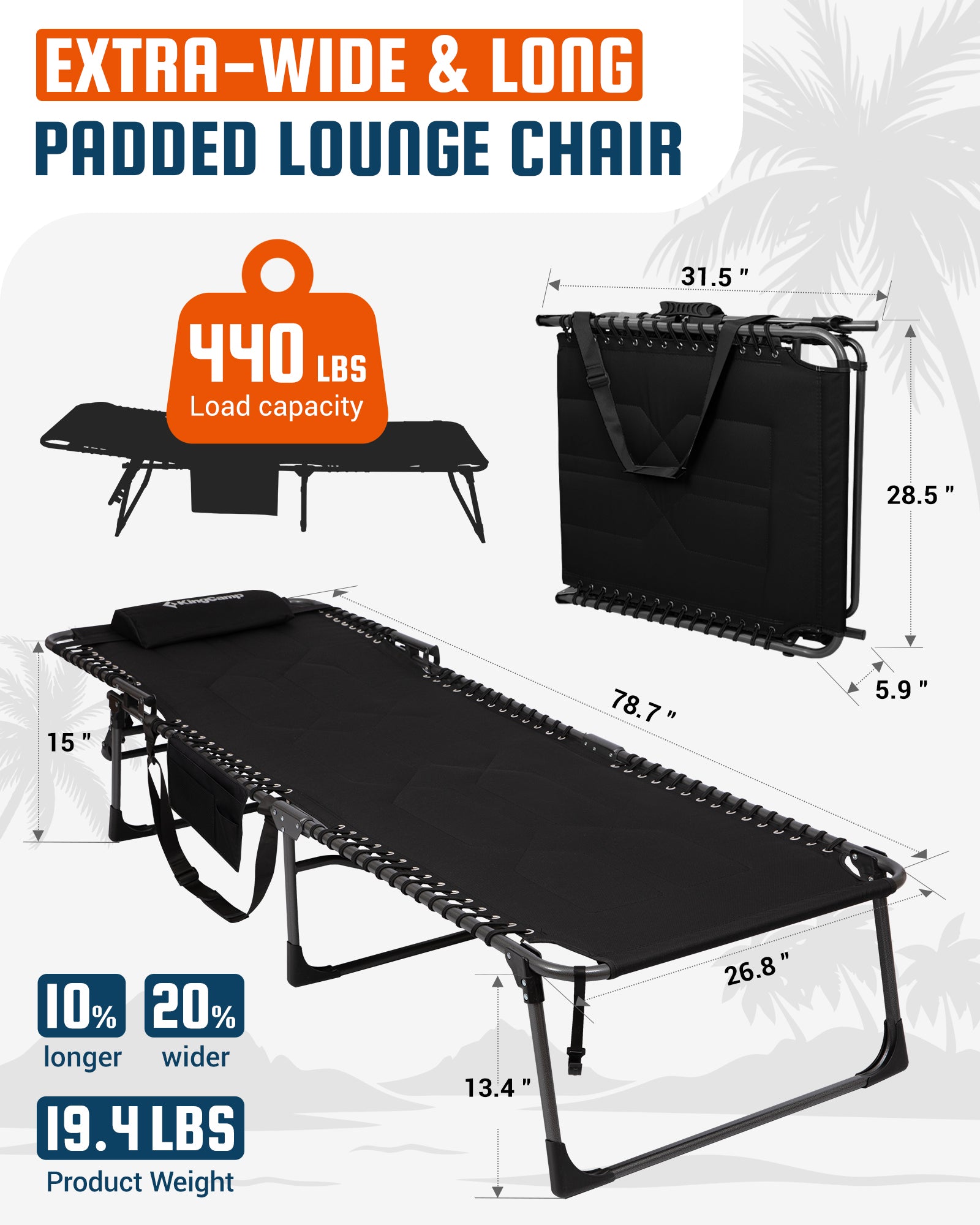 KingCamp Magnolia B40 Oversized Padded Lounge Chair