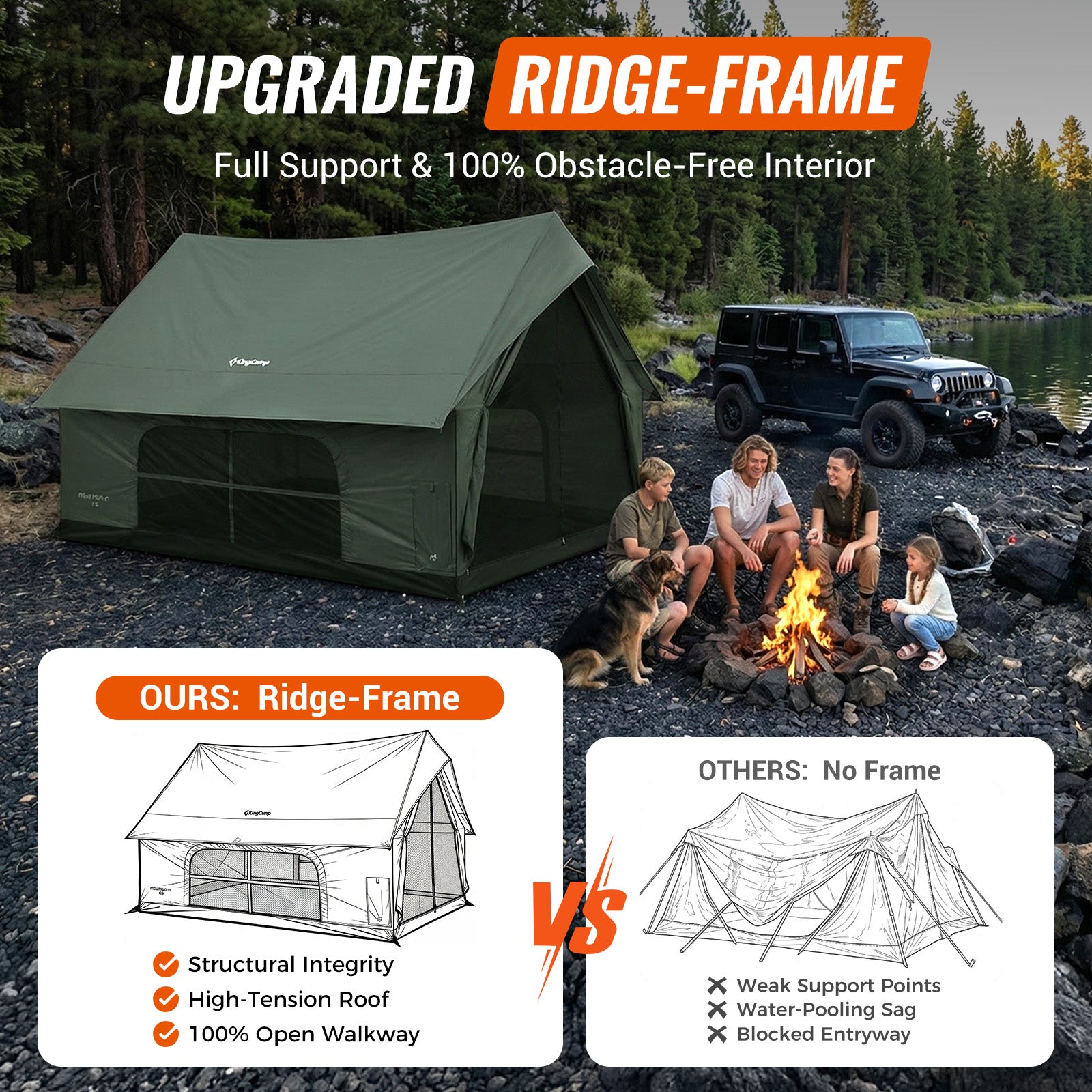 KingCamp MOUNTAIN IN C5 Cabin Tent with Stove Jack