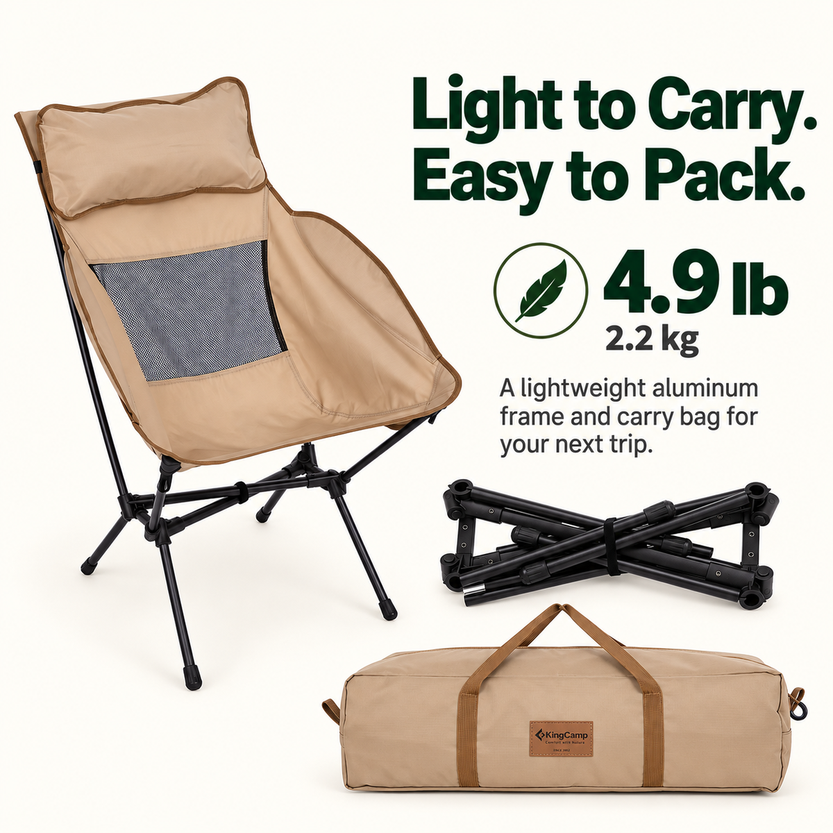 KingCamp BALSA C10 Lightweight High-Back Aluminum Chair