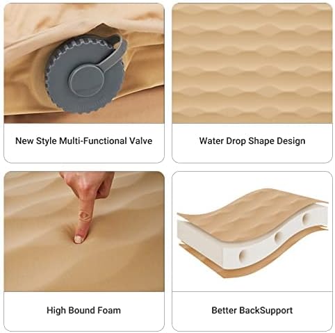 KingCamp Khaki Single 3D 3" Thick Self-Inflating Sleeping Mattress