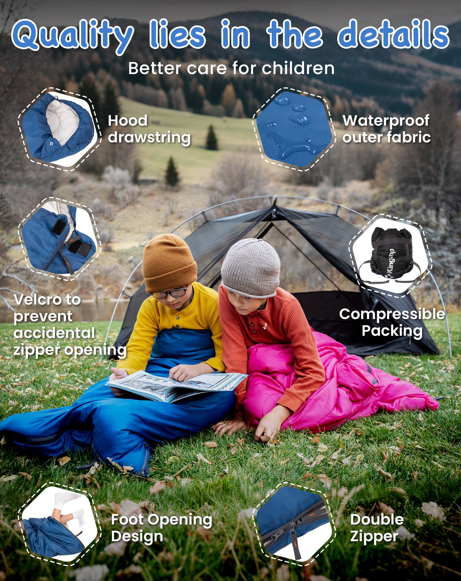 KingCamp Oasis 250S+ Kids Flannel Sleeping Bag