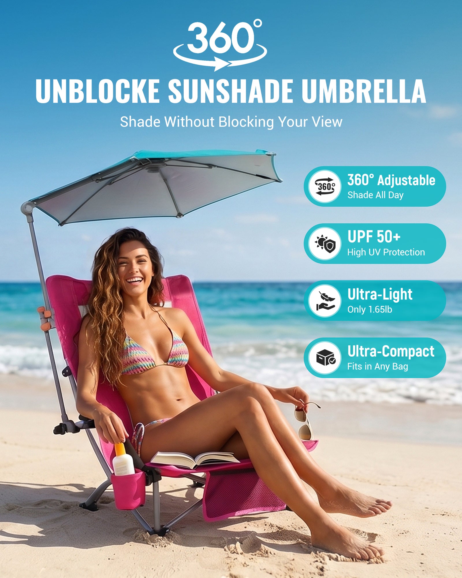HoverShade Portable 360° Adjustable Clip-on Umbrella
