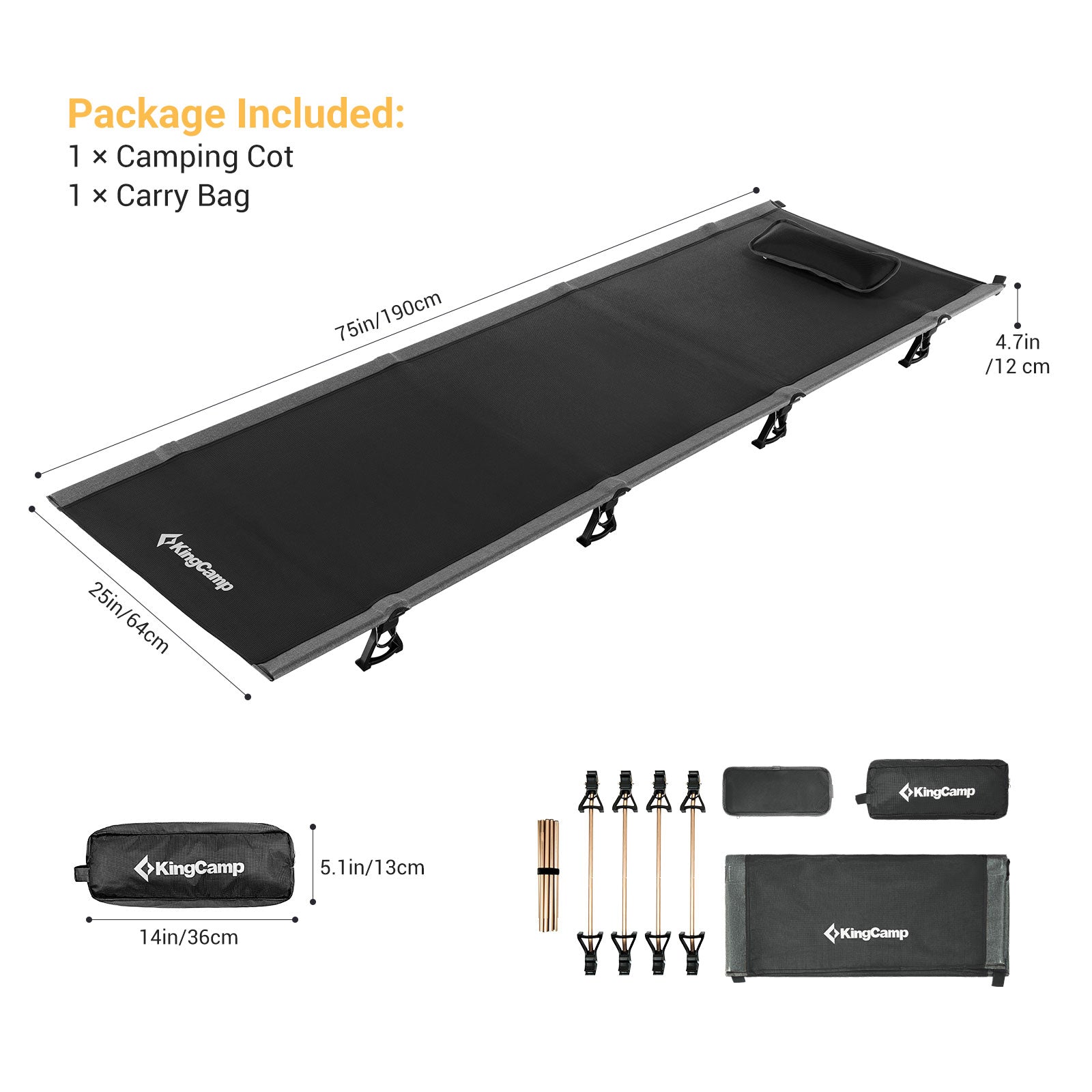 Kingcamp Ultralight Folding Camping Cot | ADI Compasso d'Oro Award 2017