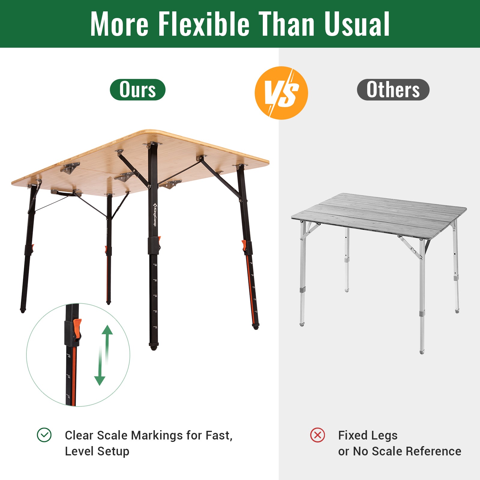 KingCamp BamAura 12070 Bamboo Folding Table 47x27