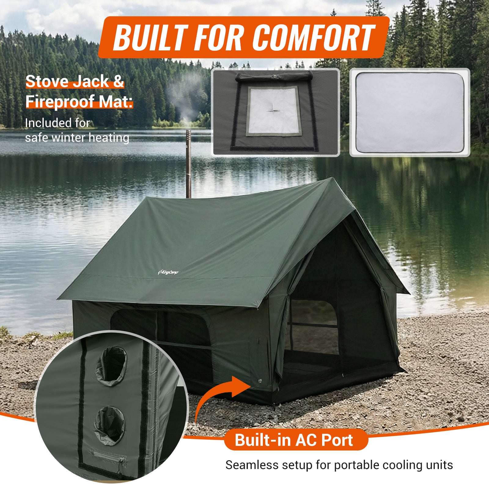 KingCamp MOUNTAIN IN C5 Cabin Tent with Stove Jack