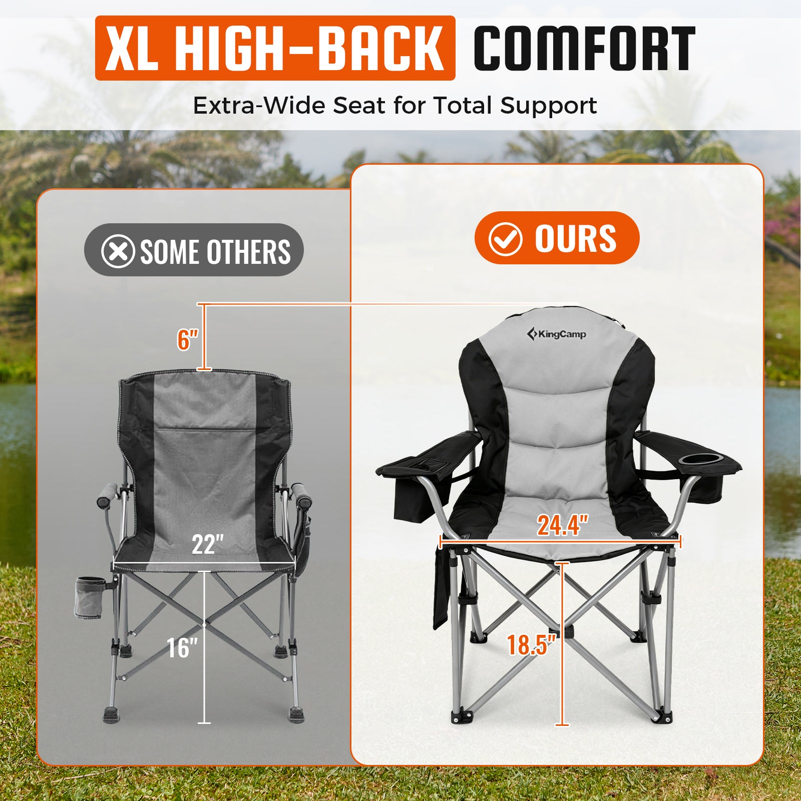 KingCamp Lumbar Support Oversized Camping Chair