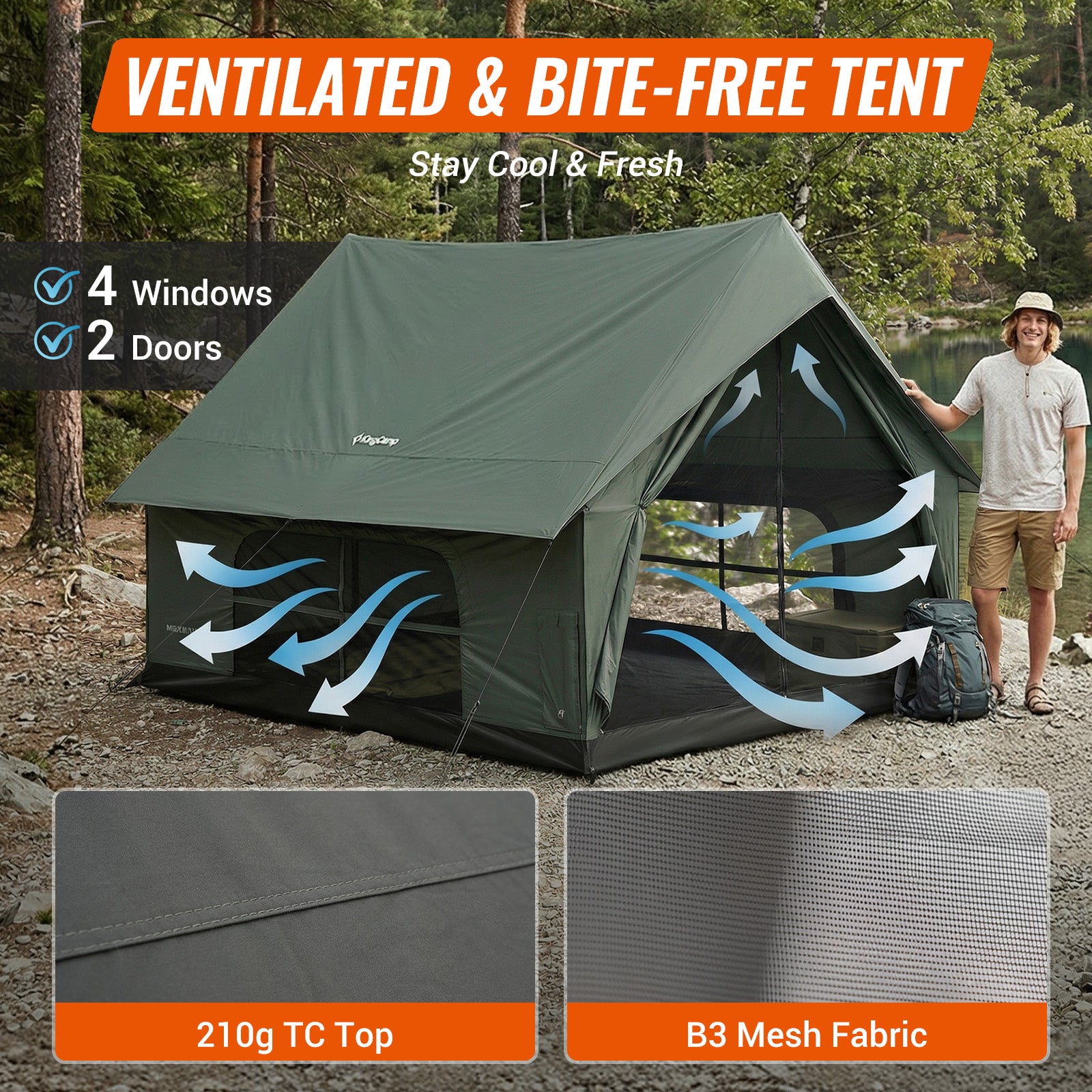 KingCamp MOUNTAIN IN C5 Cabin Tent with Stove Jack