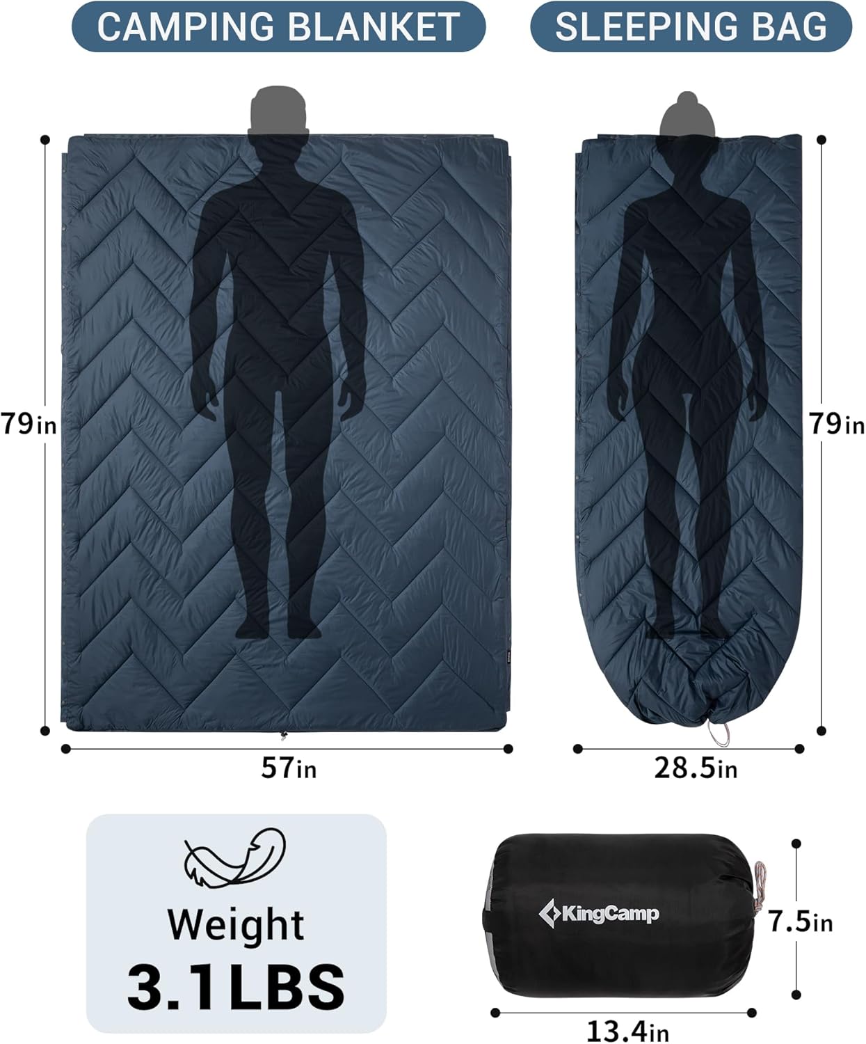 KingCamp Solid Sherpa Fleece Camping Blanket