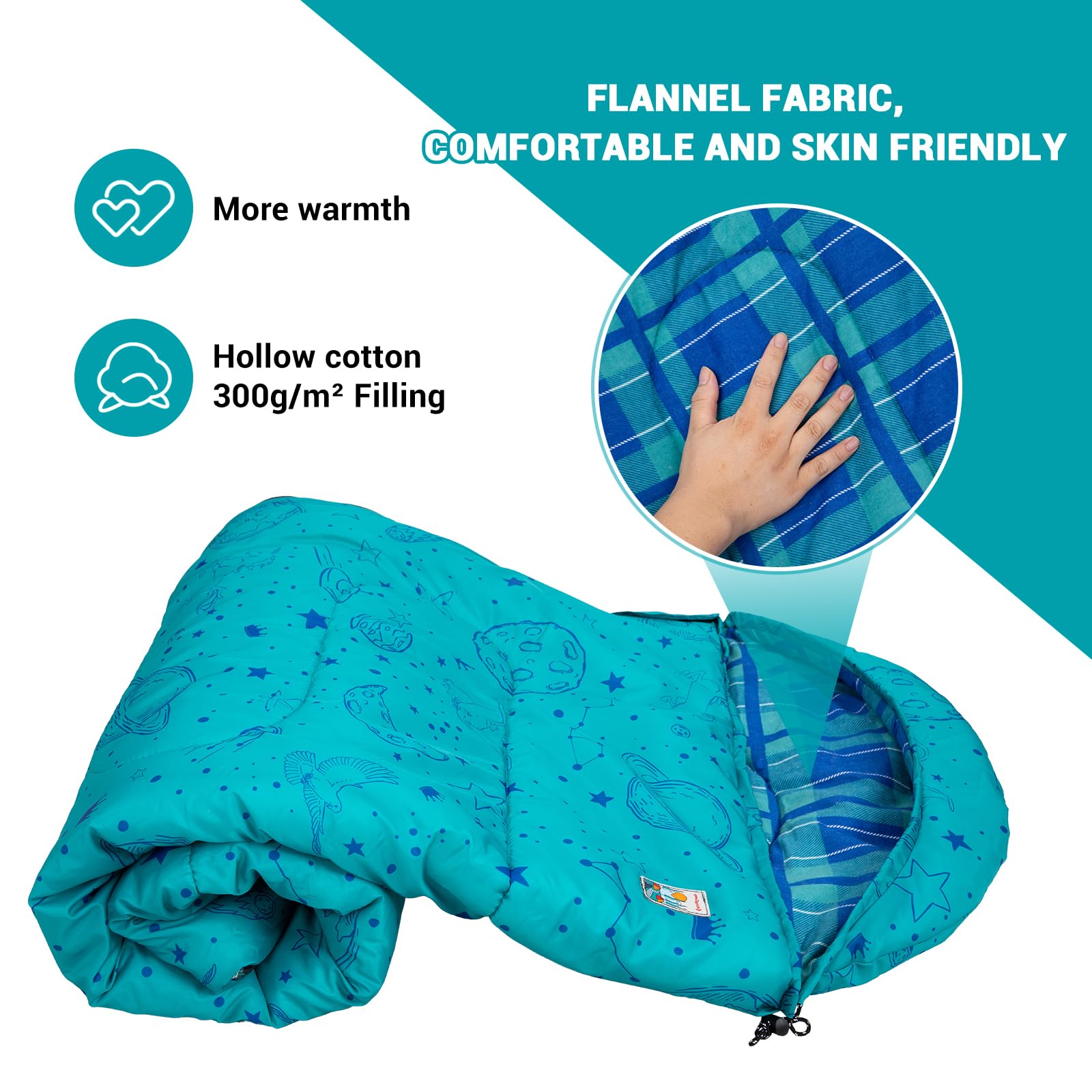 KingCamp Galaxy Zoo C 300 Flannel Kids' Sleeping Bag