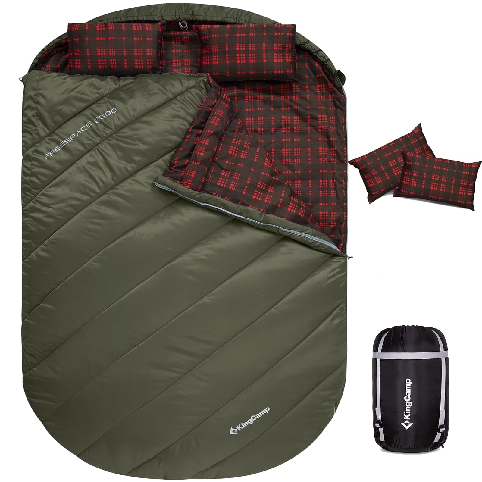 KingCamp FREESPACE 250D Flannel Lined Double Sleeping Bag