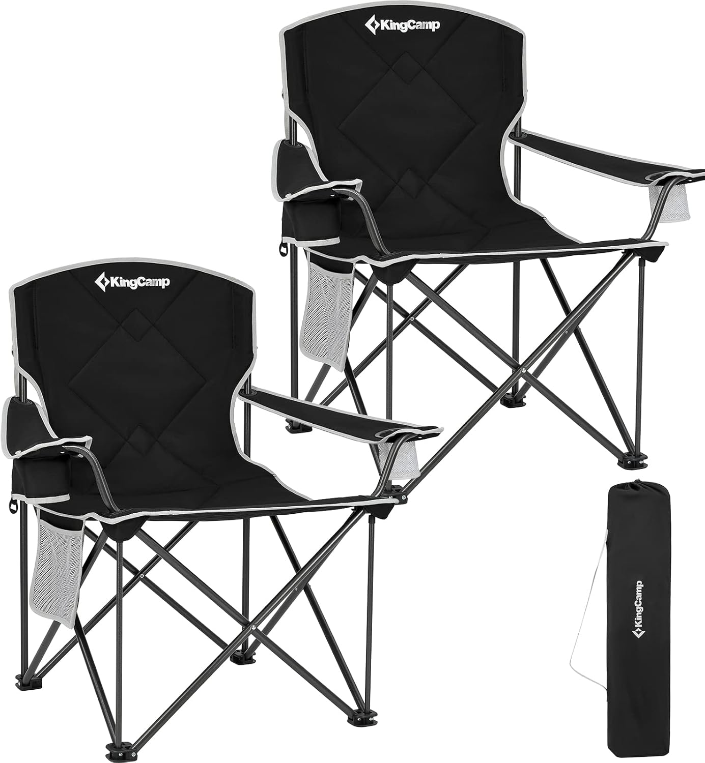 north camp campingstuhl KingCamp Extra Large Oversized Folding Camping Chairs Red / 2-Pack
