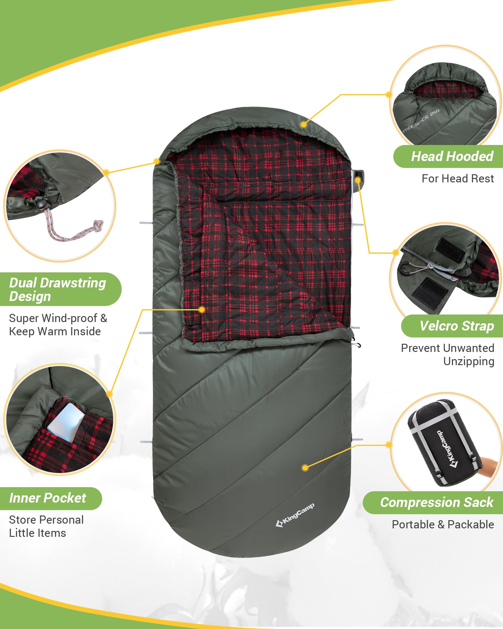 KingCamp Plus Size 3-4 Season Sleeping Bag