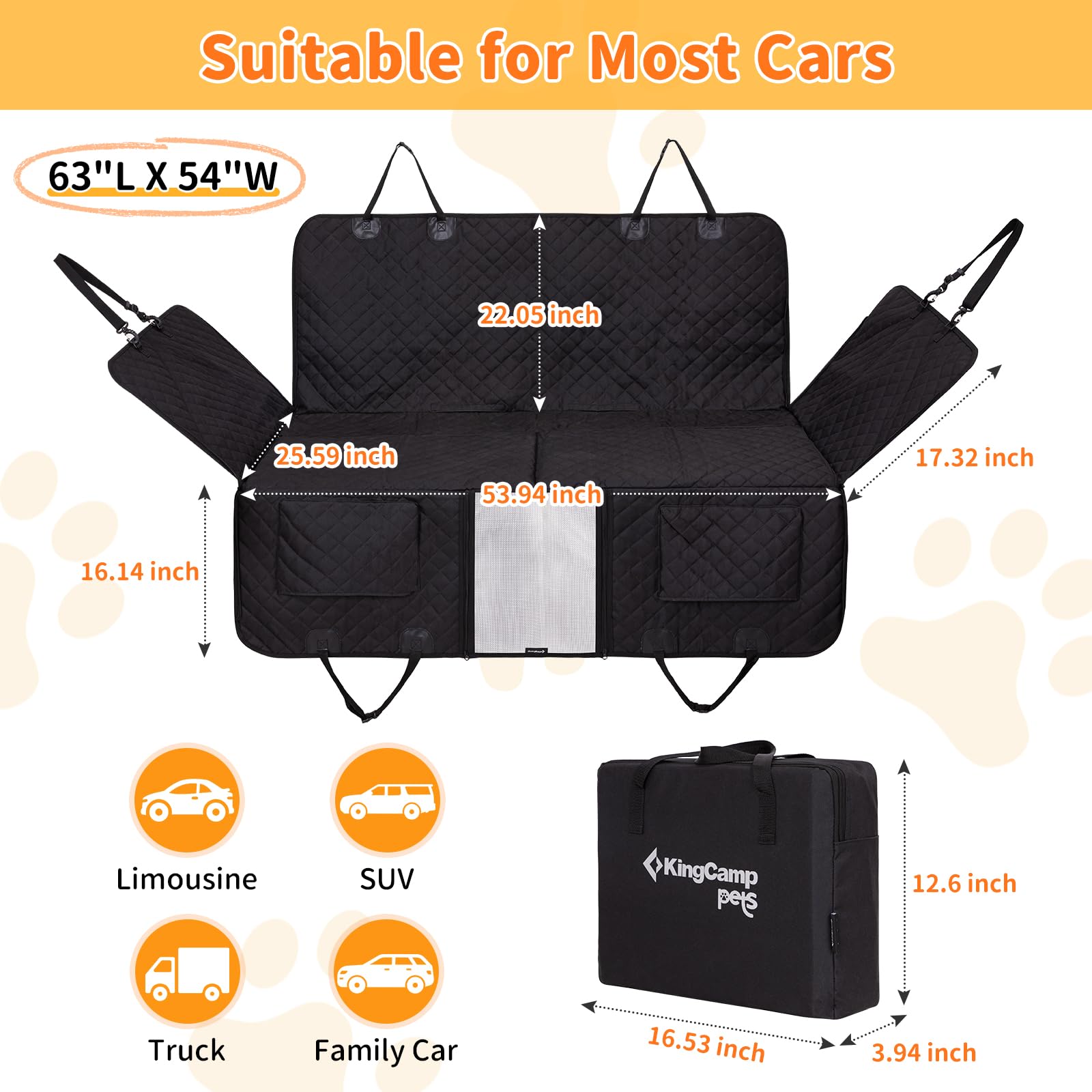 KingCamp Hard Bottom Dog Car Seat Cover