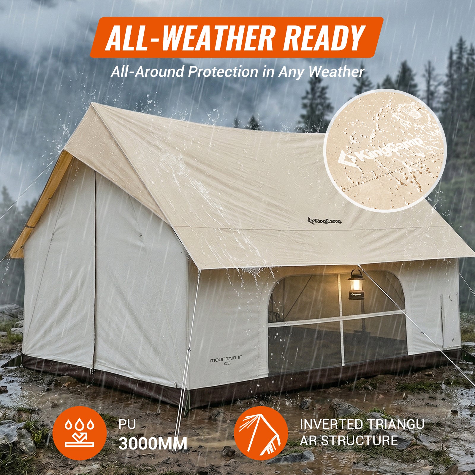 KingCamp MOUNTAIN IN C5 Cabin Tent with Stove Jack