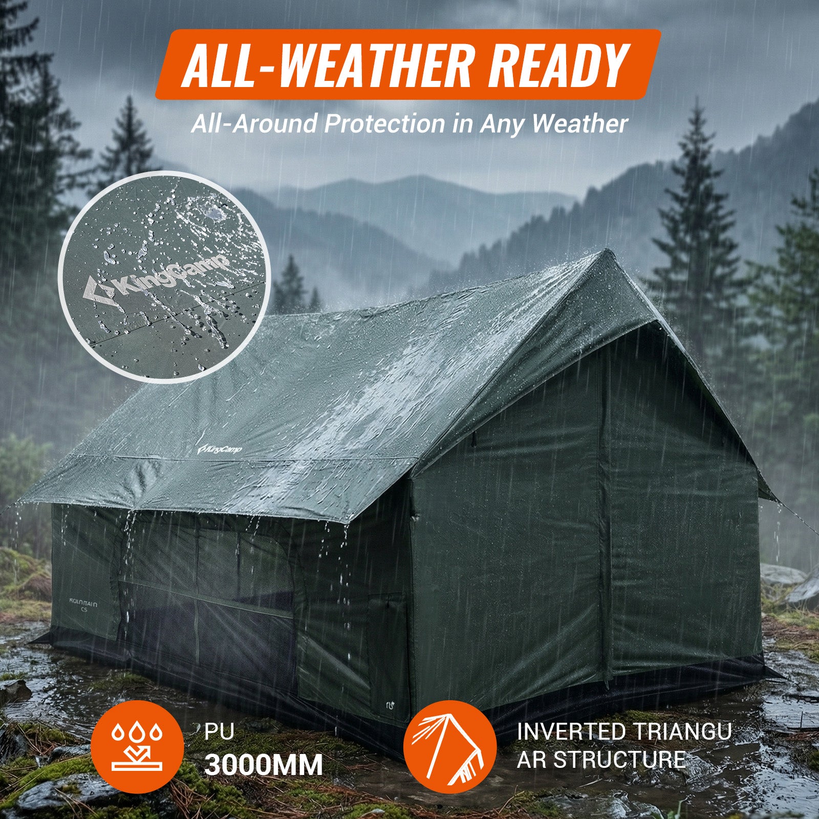 KingCamp MOUNTAIN IN C5 Cabin Tent with Stove Jack