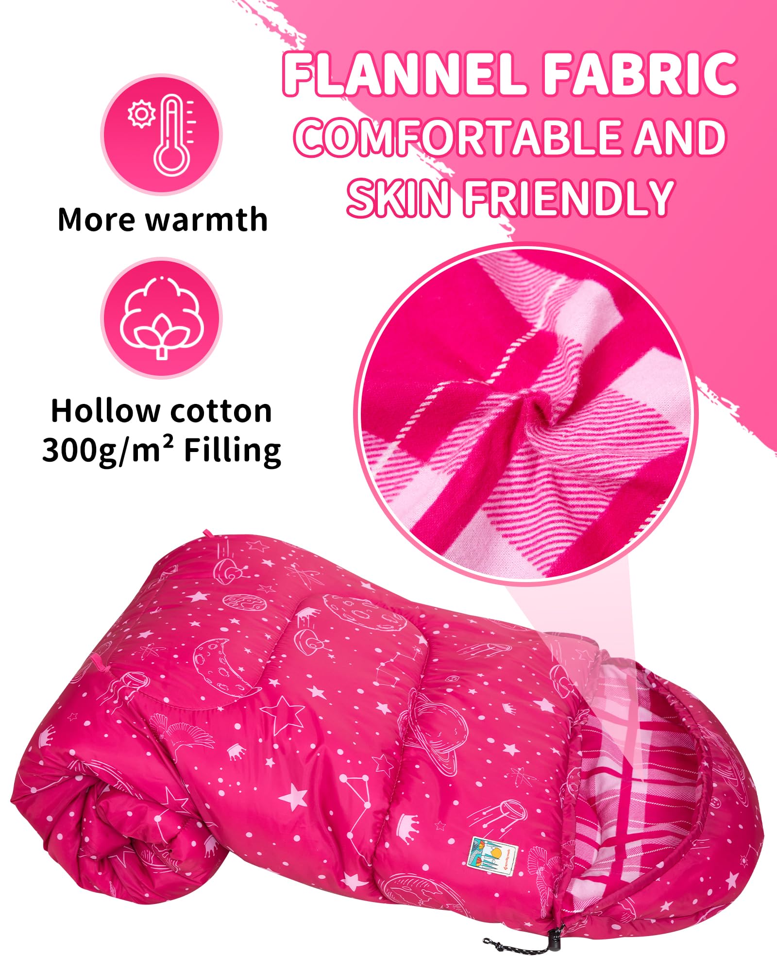 KingCamp Galaxy Zoo C 300 Kids Sleeping Bag – Adjustable Length
