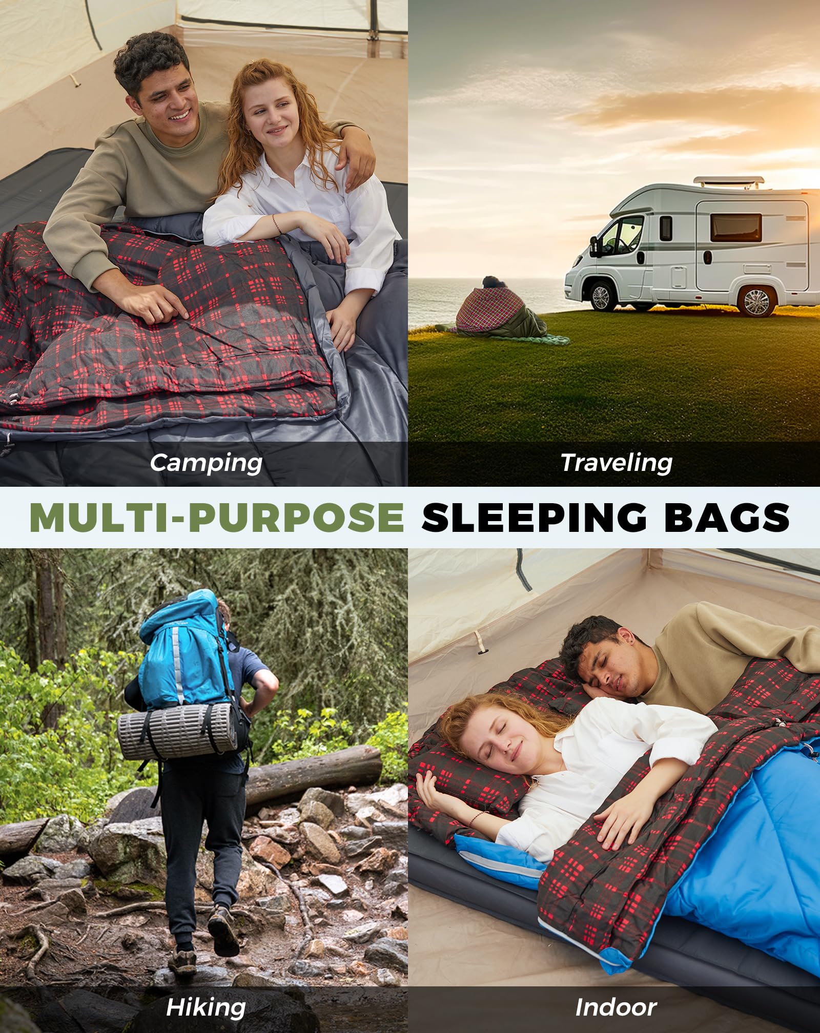 KingCamp FREESPACE 250D Flannel Lined Double Sleeping Bag