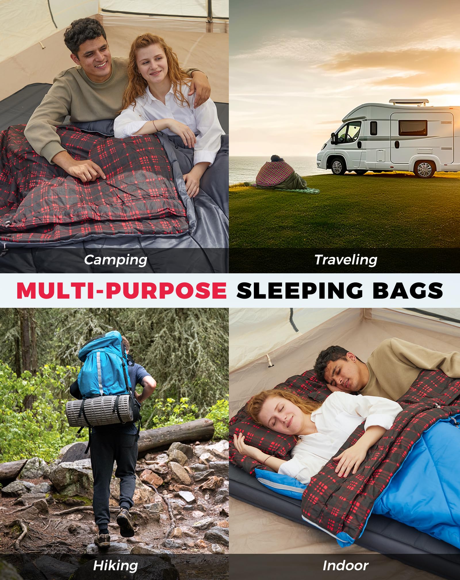 KingCamp FREESPACE 250D Flannel Lined Double Sleeping Bag
