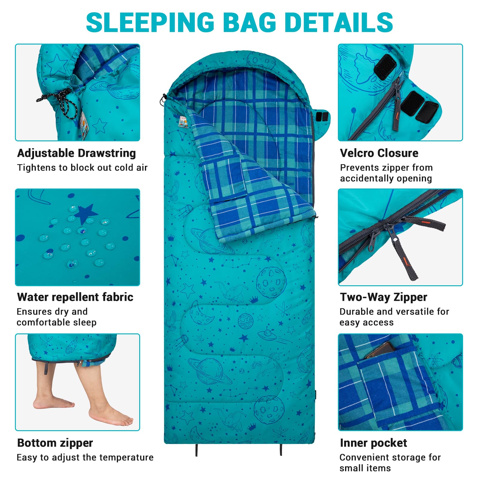 KingCamp Galaxy Zoo C 300 Flannel Kids' Sleeping Bag