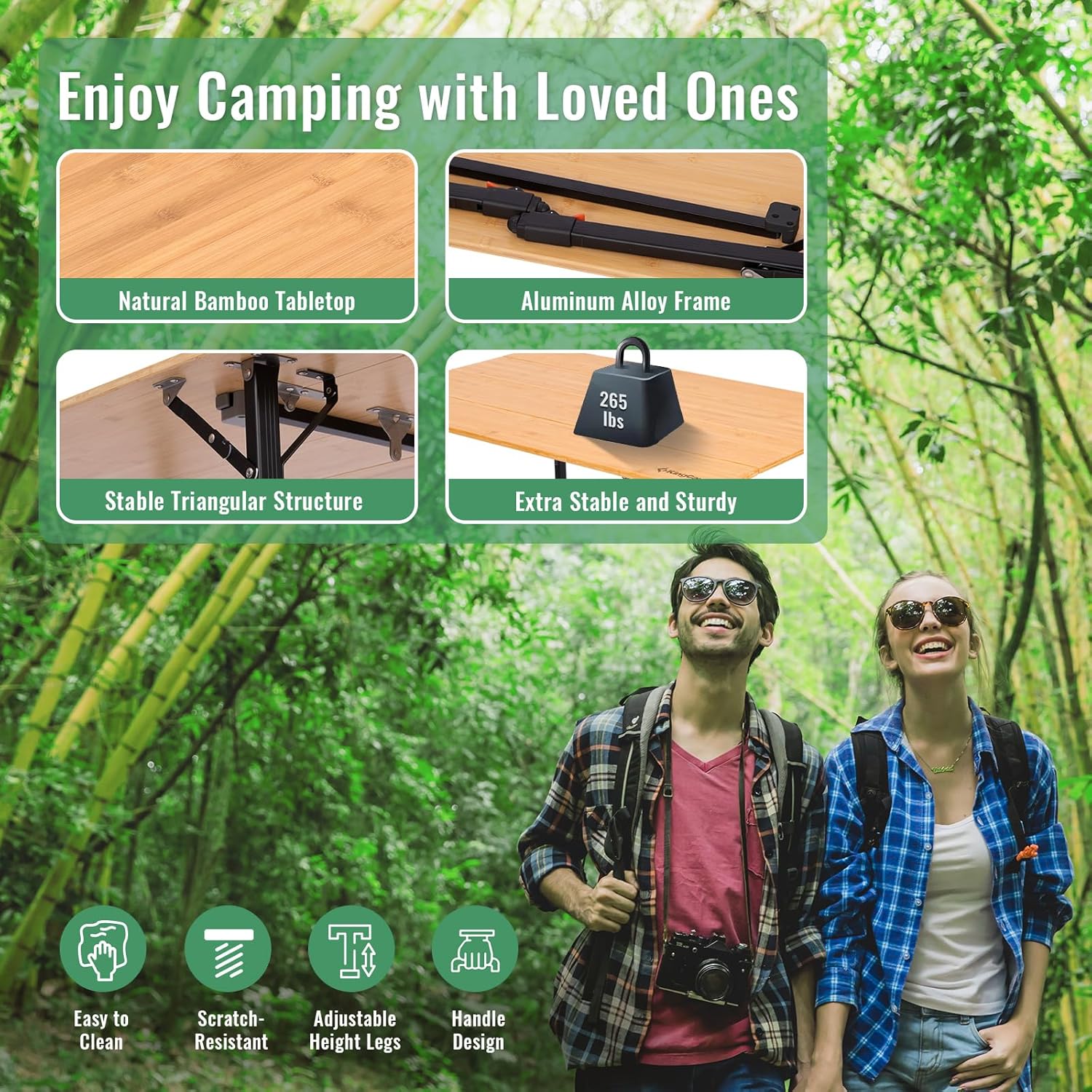 KingCamp BamAura 10065 Bamboo Folding Table 40x26