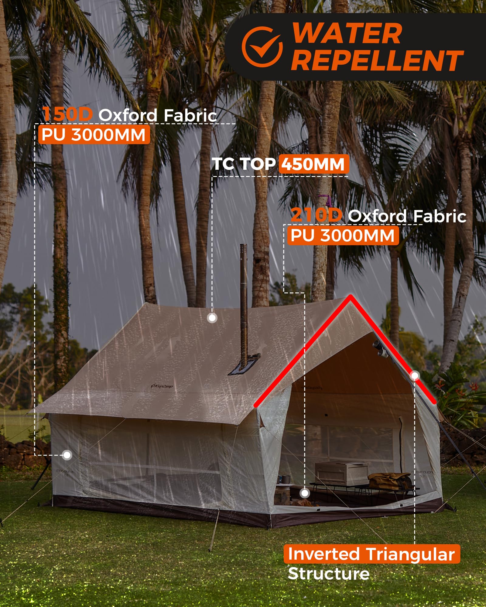 KingCamp MOUNTAIN IN C2 Cabin Tent with Stove Jack