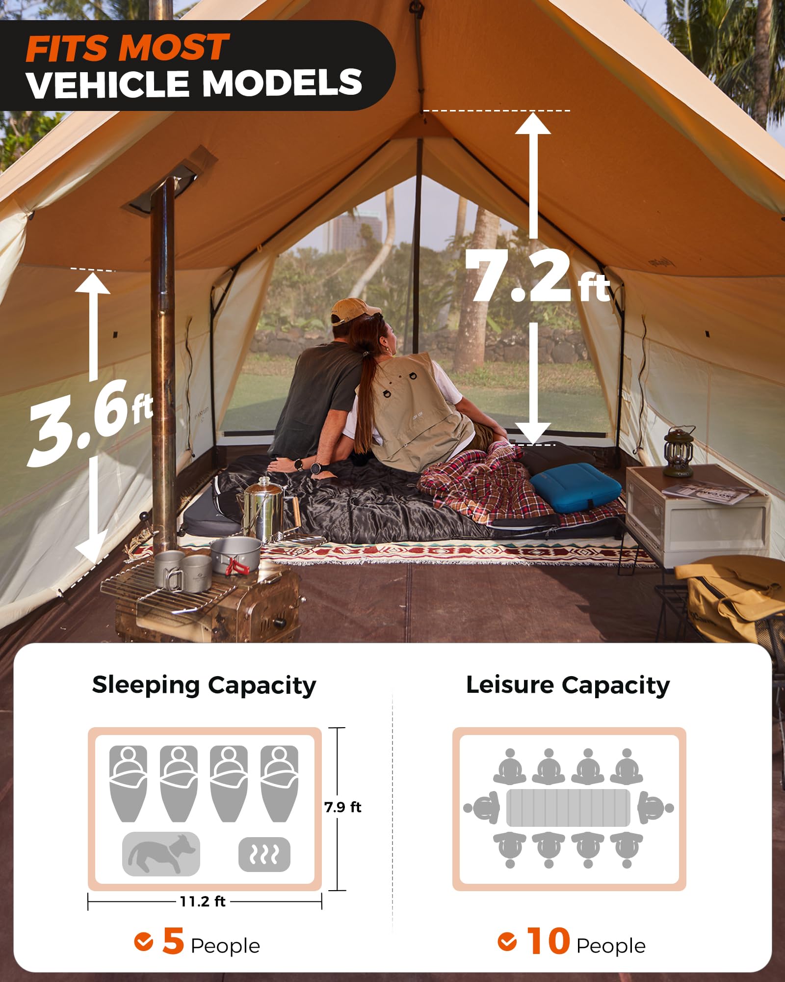 KingCamp MOUNTAIN IN C2 Cabin Tent with Stove Jack