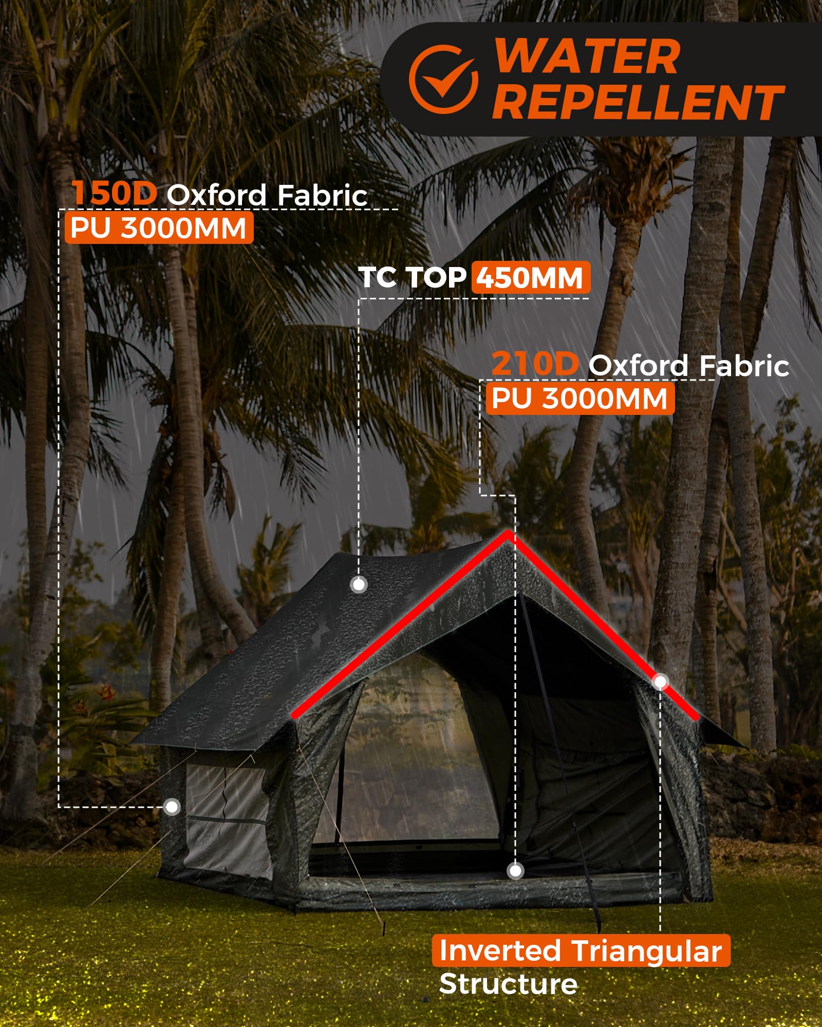 KingCamp MOUNTAIN IN C2 Cabin Tent with Stove Jack