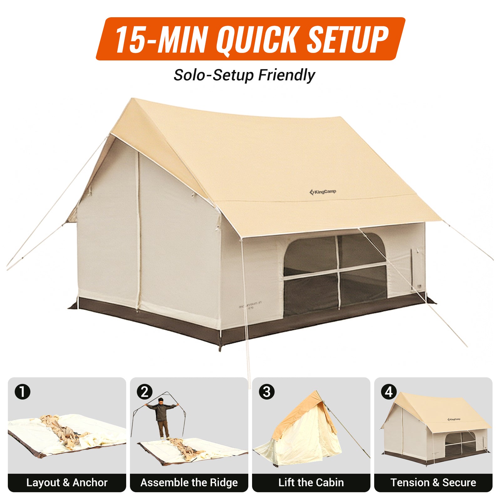 KingCamp MOUNTAIN IN C5 Cabin Tent with Stove Jack