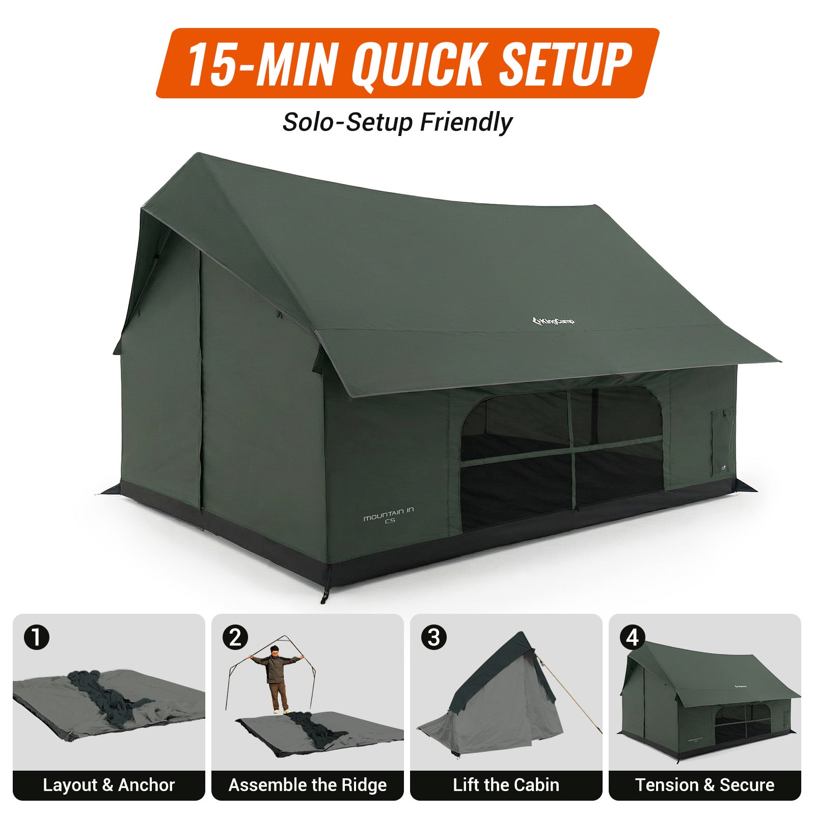 KingCamp MOUNTAIN IN C5 Cabin Tent with Stove Jack