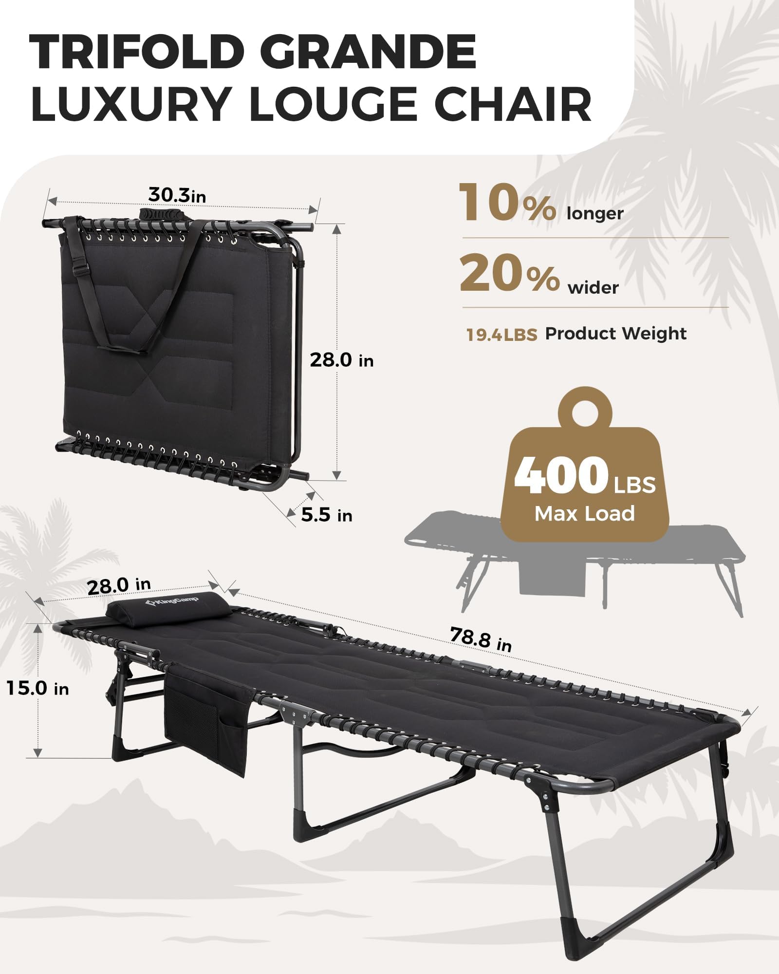 KingCamp MAGNOLIA B20 Folding Oversized Lounge Chair