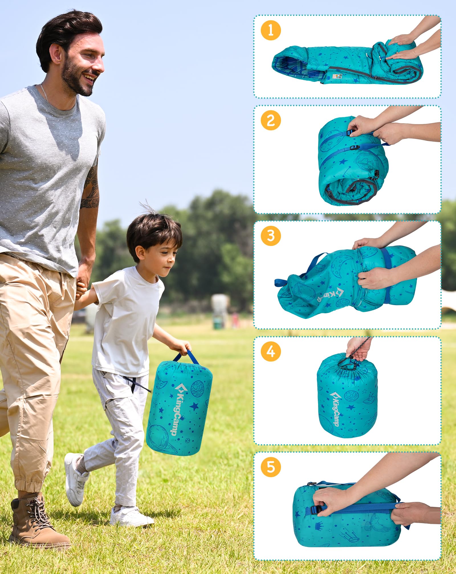 KingCamp Galaxy Zoo C 300 Kids Sleeping Bag – Adjustable Length
