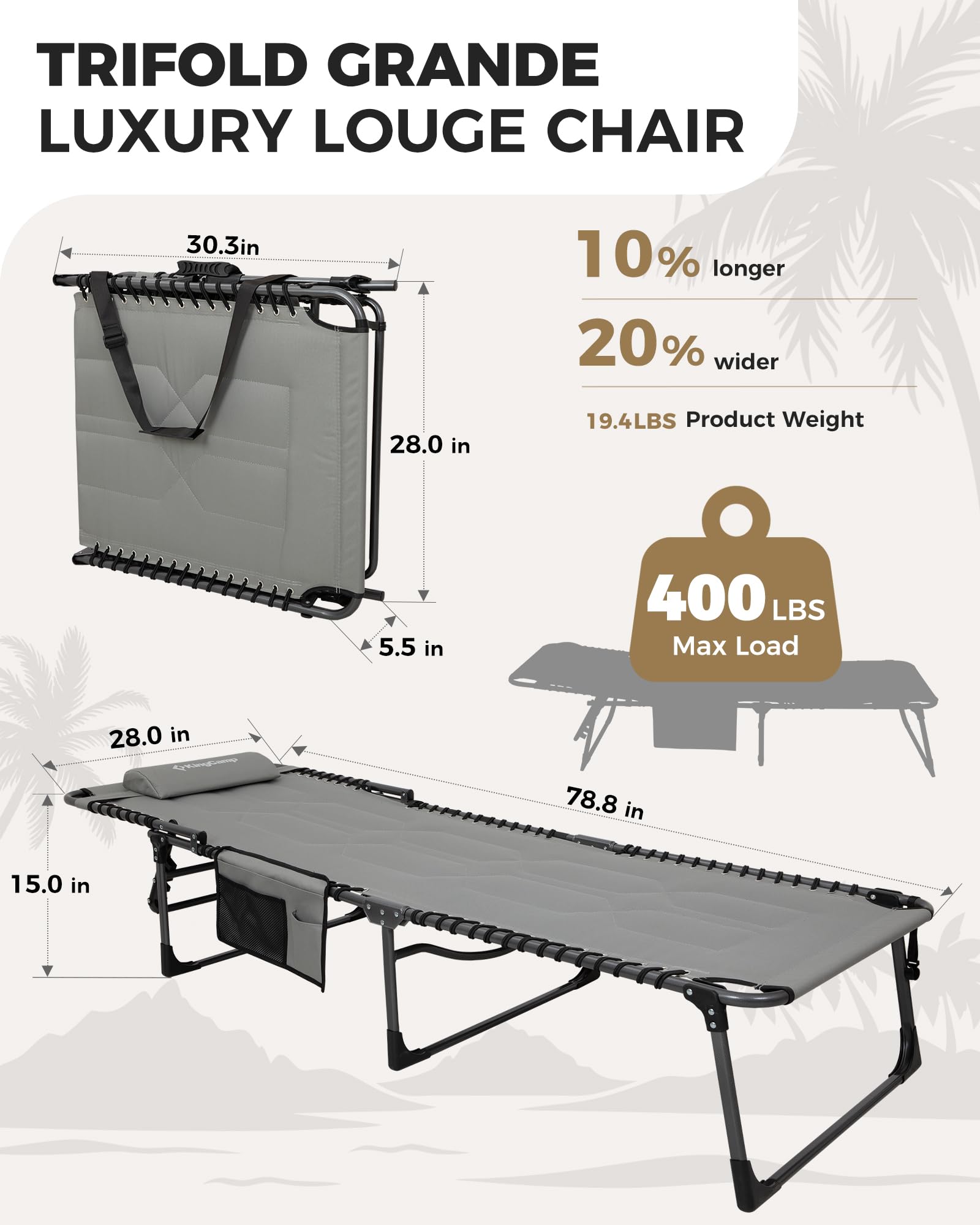 KingCamp MAGNOLIA B20 Folding Oversized Lounge Chair