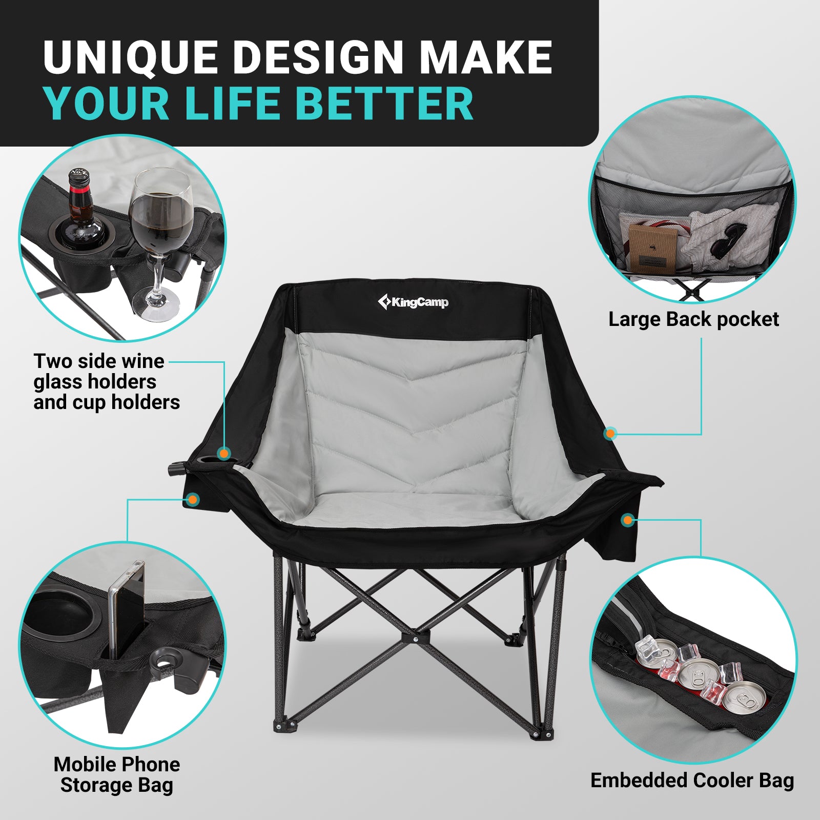 KingCamp CANNA C10 PLUS Oversized Padded Camping Chair