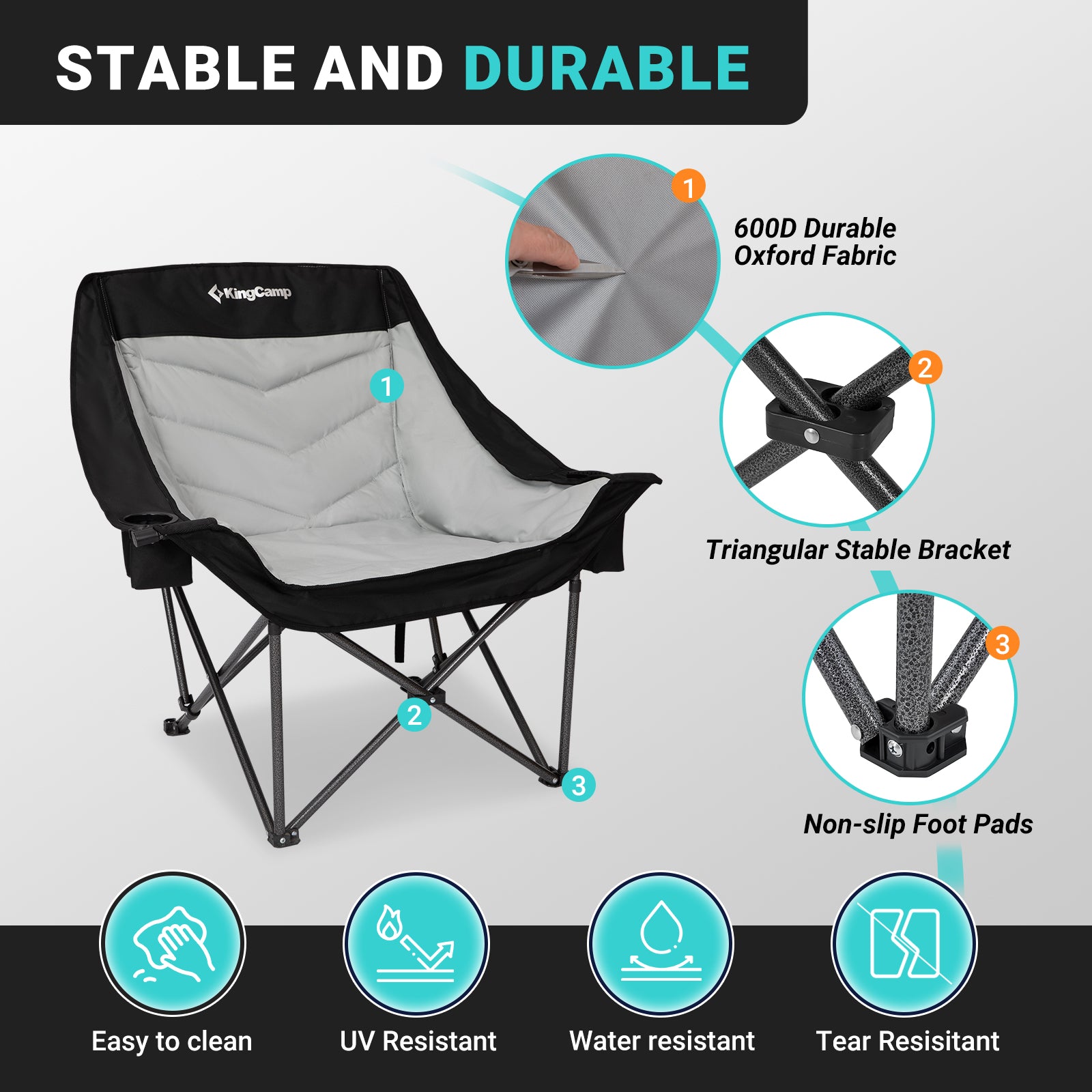KingCamp CANNA C10 PLUS Oversized Padded Camping Chair