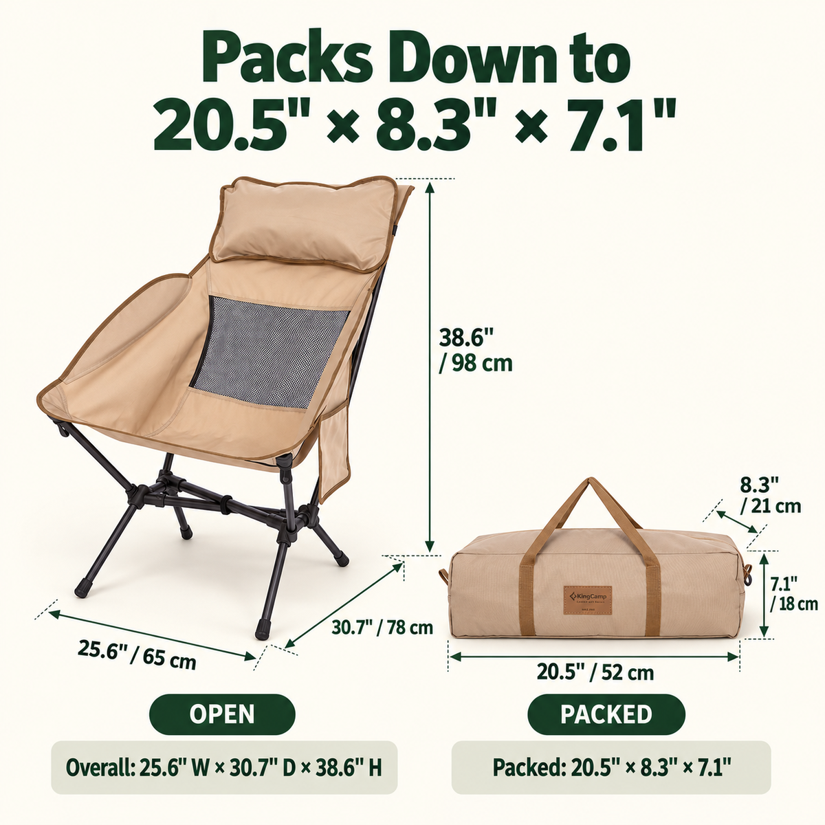 KingCamp BALSA C10 Lightweight High-Back Aluminum Chair