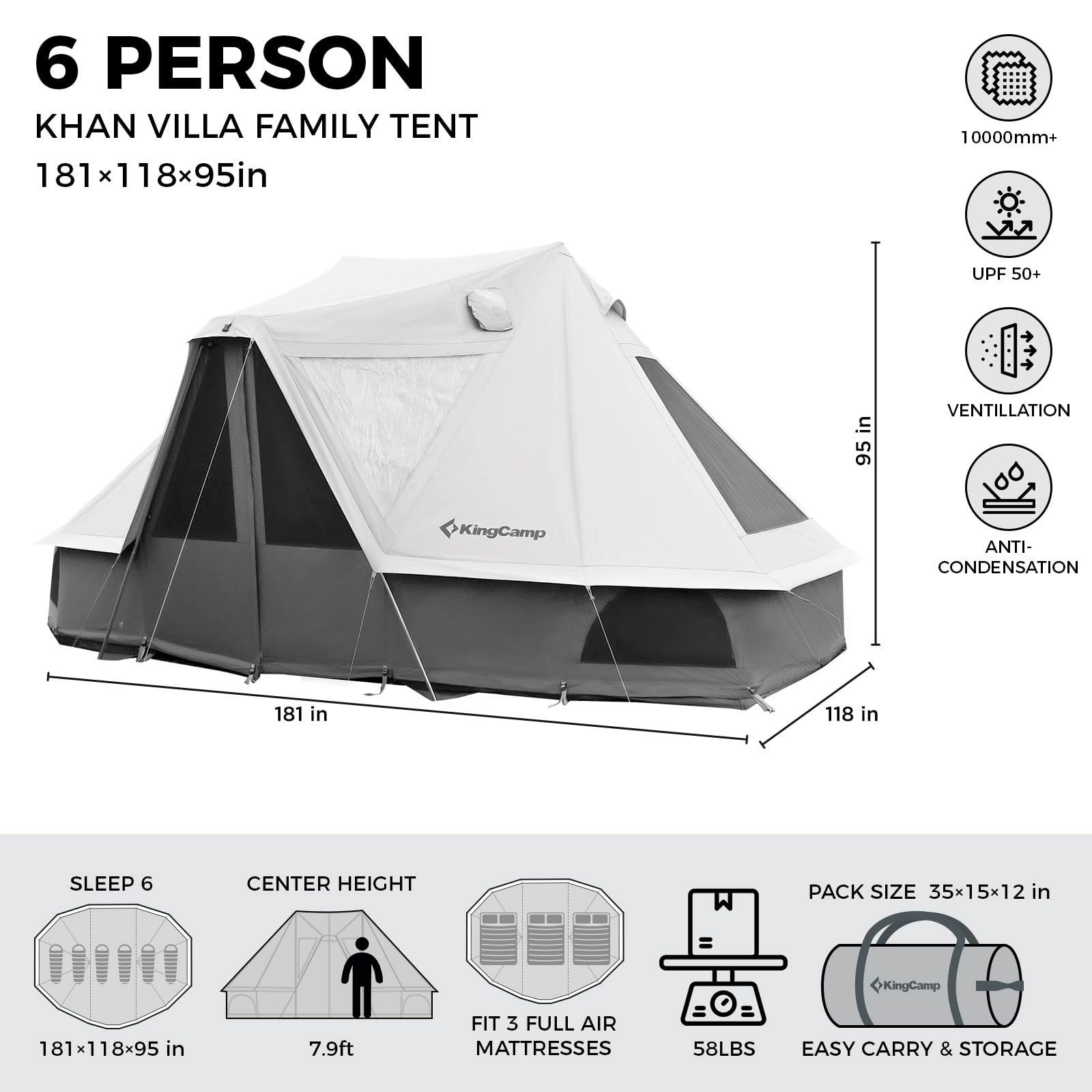 KingCamp Khan Villa 4-Season 4-6 Person Bell Tent | SUPER DEAL